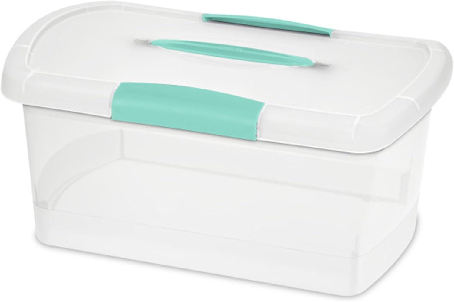 imageSterilite 6 Pack Stackable Storage Bin with Latch Lid Medium Nesting ShowOffs ClearMedium