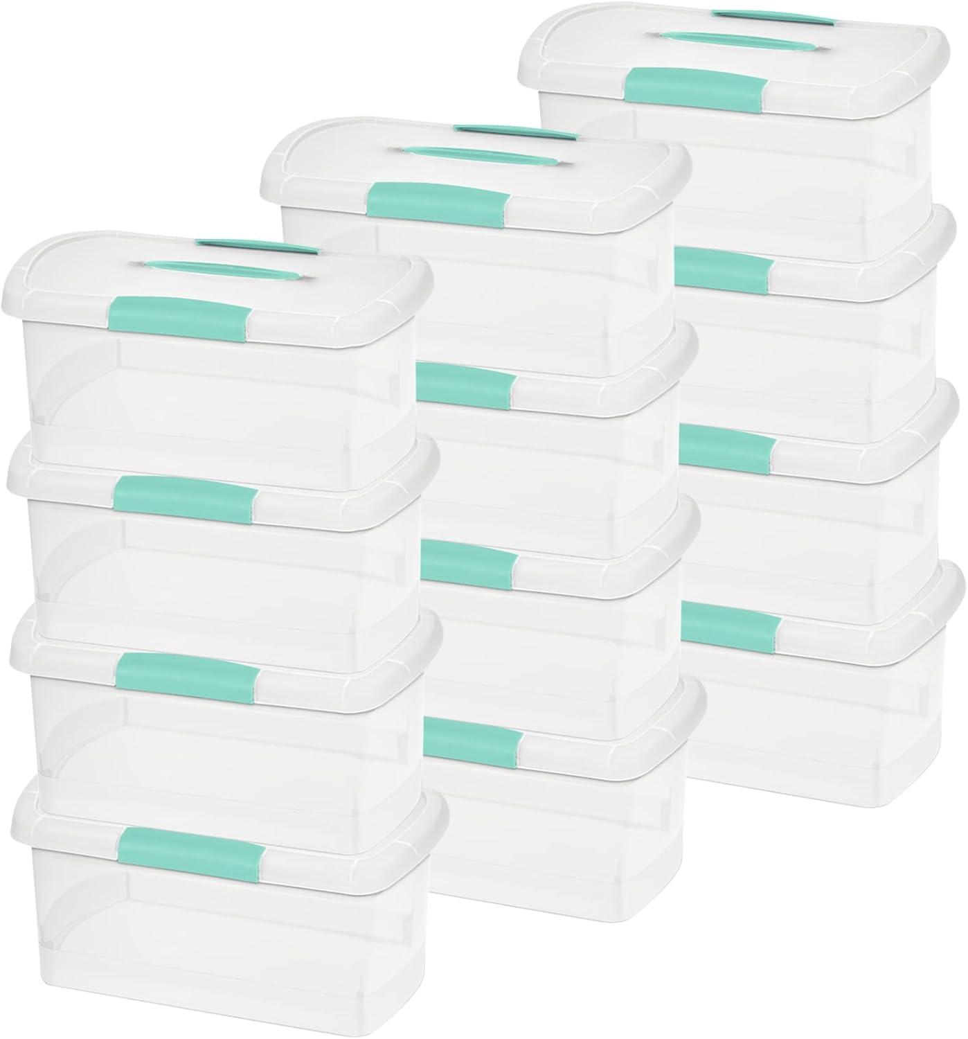 imageSterilite 6 Pack Stackable Storage Bin with Latch Lid Medium Nesting ShowOffs ClearMedium