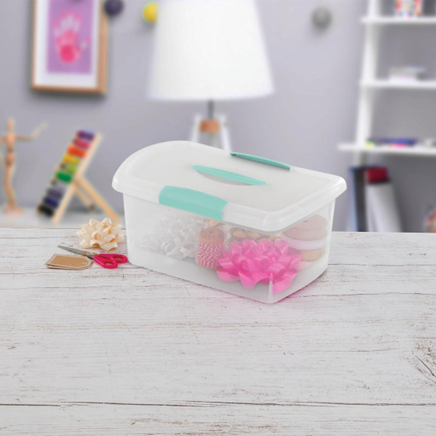 imageSterilite 6 Pack Stackable Storage Bin with Latch Lid Medium Nesting ShowOffs ClearMedium