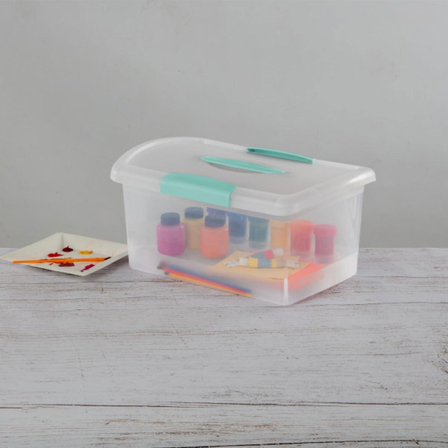 imageSterilite 6 Pack Stackable Storage Bin with Latch Lid Medium Nesting ShowOffs ClearMedium
