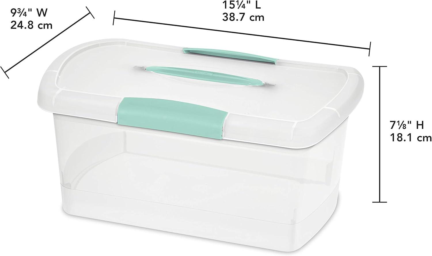 imageSterilite 6 Pack Stackable Storage Bin with Latch Lid Medium Nesting ShowOffs ClearMedium