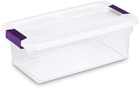 imageSterilite 6 Qt ClearView Latch Storage Box Stackable Bin with Latching Lid Plastic Container to Organize Shoes in Closet Clear Base Lid 12Pack12Pack