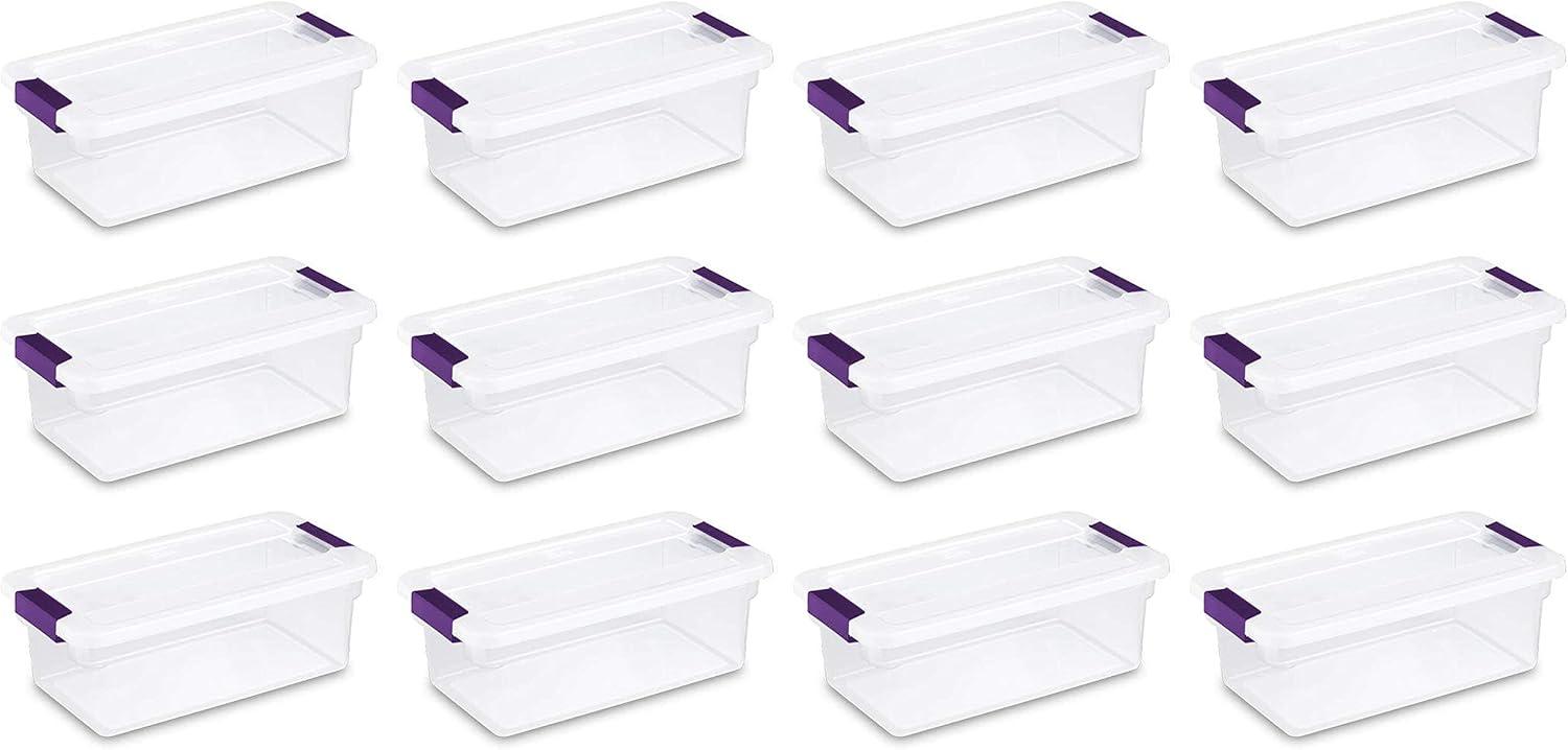 imageSterilite 6 Qt ClearView Latch Storage Box Stackable Bin with Latching Lid Plastic Container to Organize Shoes in Closet Clear Base Lid 12Pack12Pack