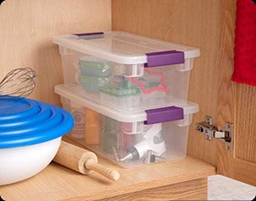 imageSterilite 6 Qt ClearView Latch Storage Box Stackable Bin with Latching Lid Plastic Container to Organize Shoes in Closet Clear Base Lid 12Pack12Pack