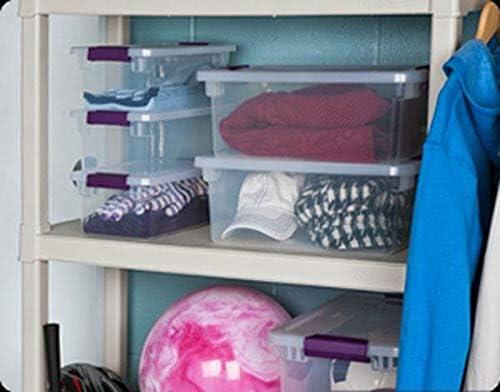 imageSterilite 6 Qt ClearView Latch Storage Box Stackable Bin with Latching Lid Plastic Container to Organize Shoes in Closet Clear Base Lid 12Pack12Pack