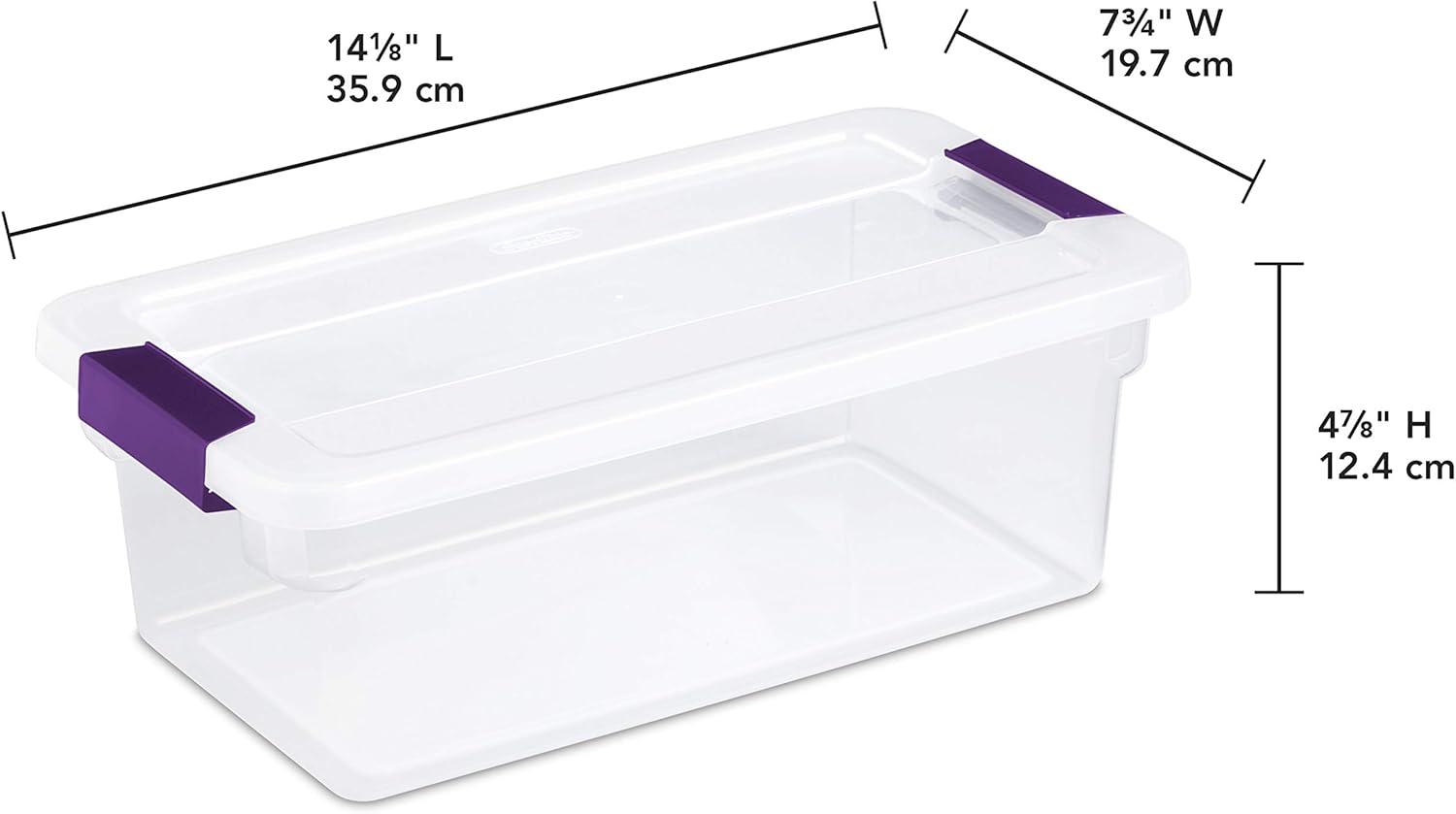 imageSterilite 6 Qt ClearView Latch Storage Box Stackable Bin with Latching Lid Plastic Container to Organize Shoes in Closet Clear Base Lid 12Pack12Pack
