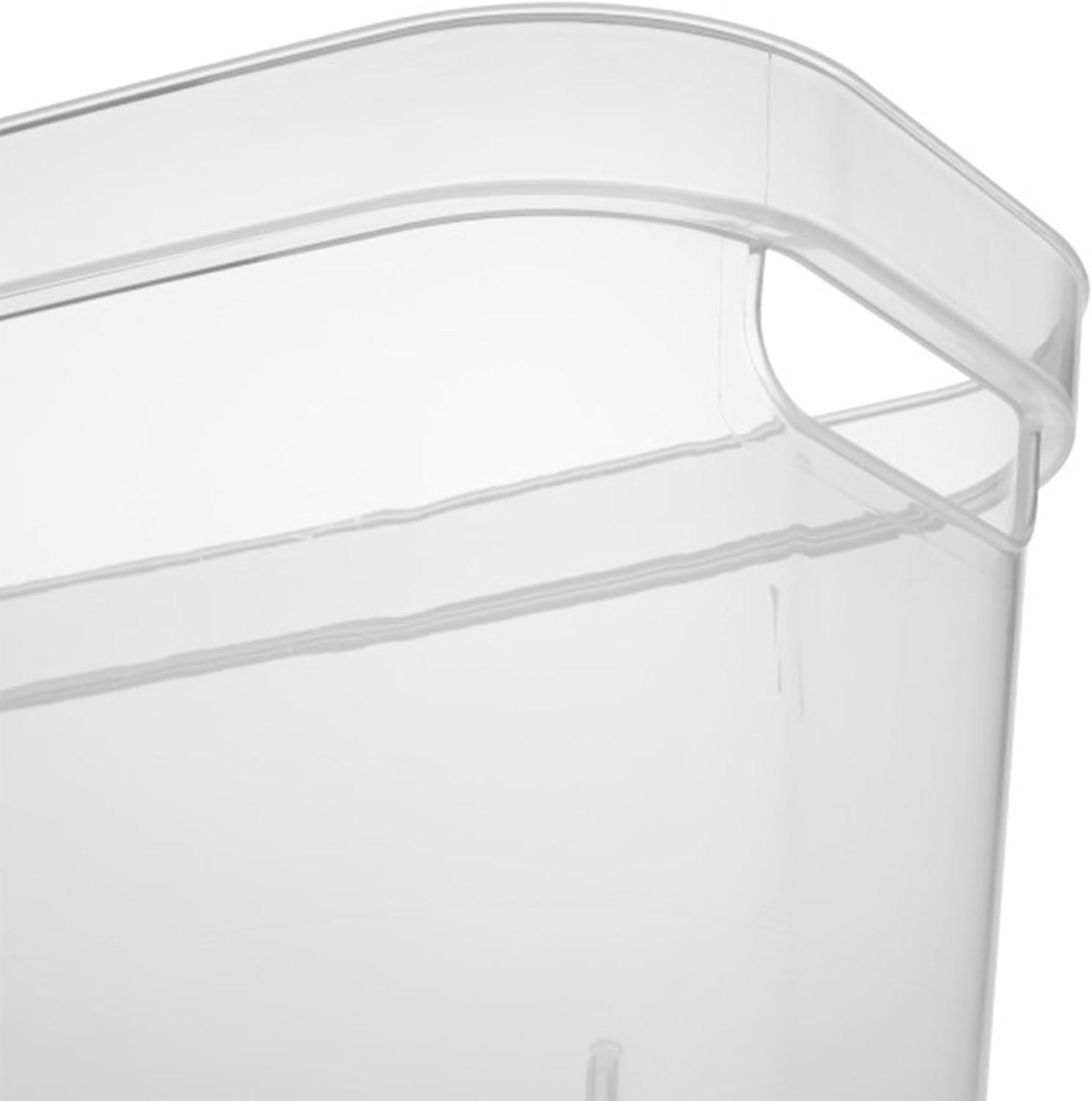 imageSterilite 625x625x15 Inch Narrow Modern Storage Bin with Comfortable Carry Through Handles and Banded Rim for Household Organization Clear 8 PackClear