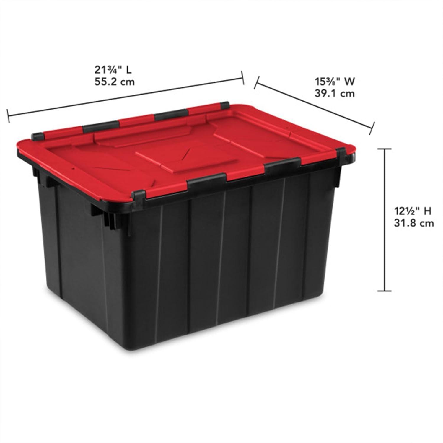 imageSterilite 6Pack 12 Gallon Hinged Lid Industrial Tote HeavyDuty Plastic Organizer Stackable Multipurpose Home Storage Bins with Contoured Handles for Garage Basement or Attic Organization12 Pack