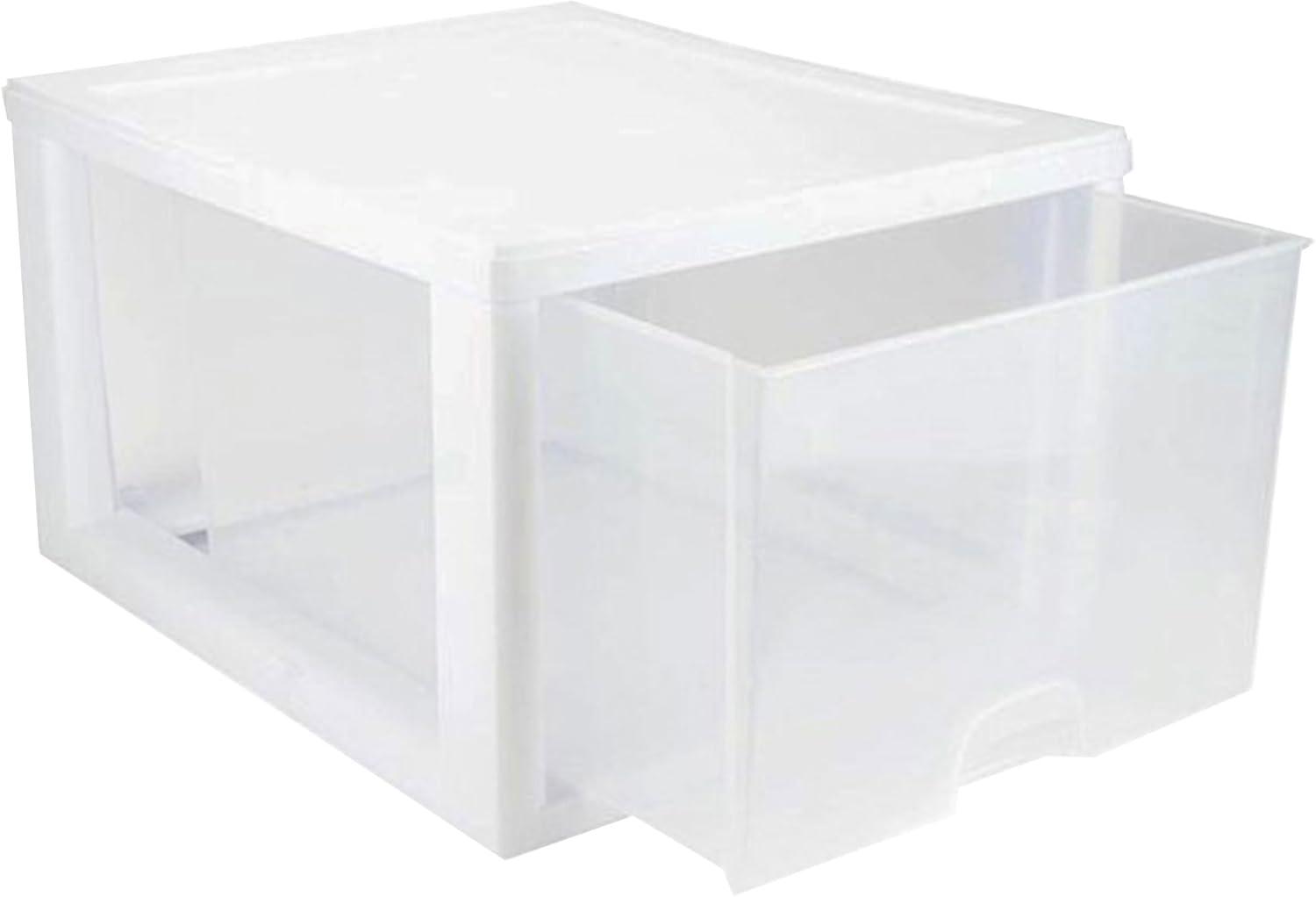 imageSterilite 6Pack 16 Quart Stacking Drawer Clear Storage Closet Organizer White Frame Stackable Modular Plastic Drawers for Clothes Accessories Craft Supplies Shoes or Linens27 Quart