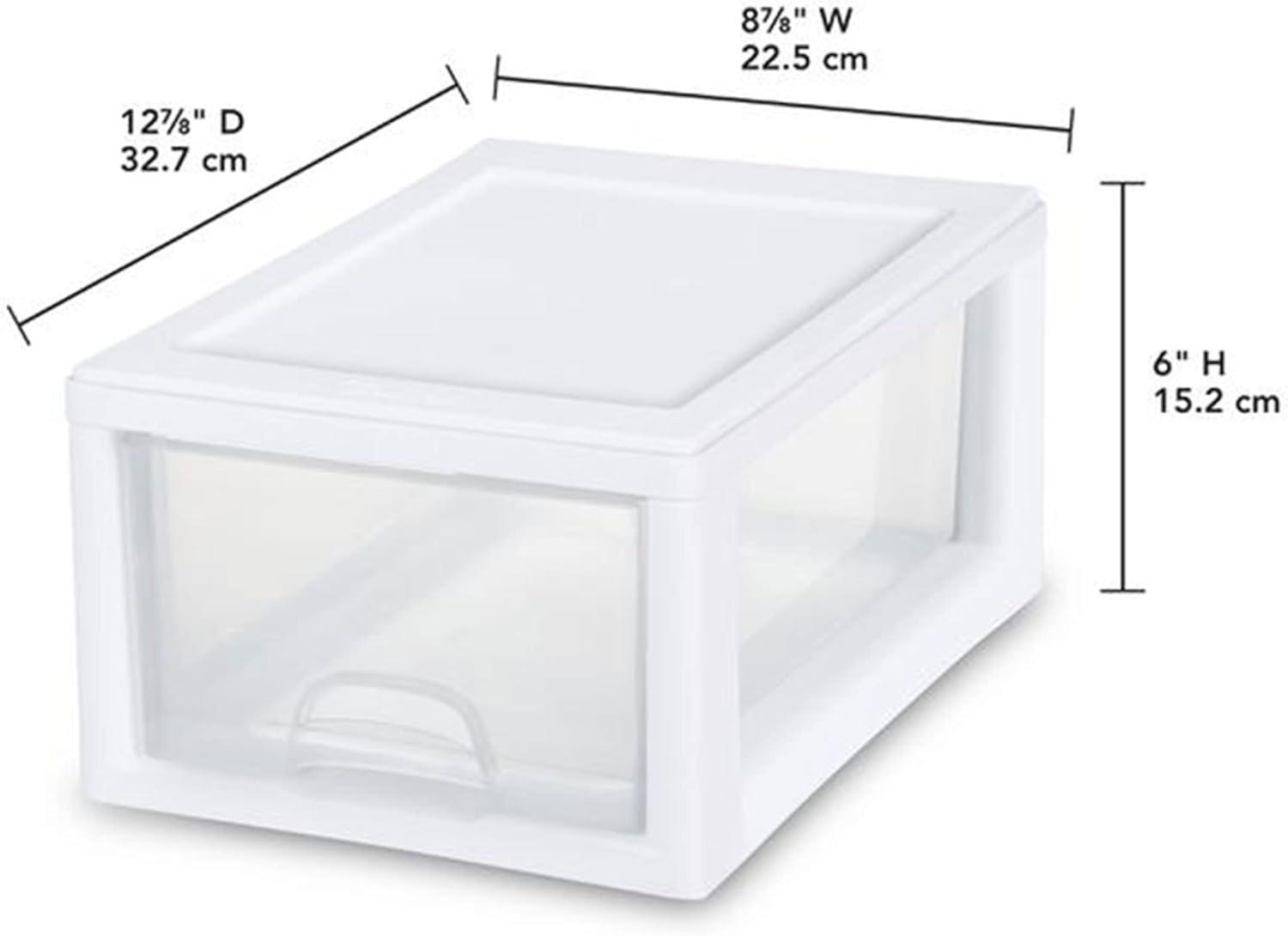 imageSterilite 6Pack 16 Quart Stacking Drawer Clear Storage Closet Organizer White Frame Stackable Modular Plastic Drawers for Clothes Accessories Craft Supplies Shoes or Linens6 Quart