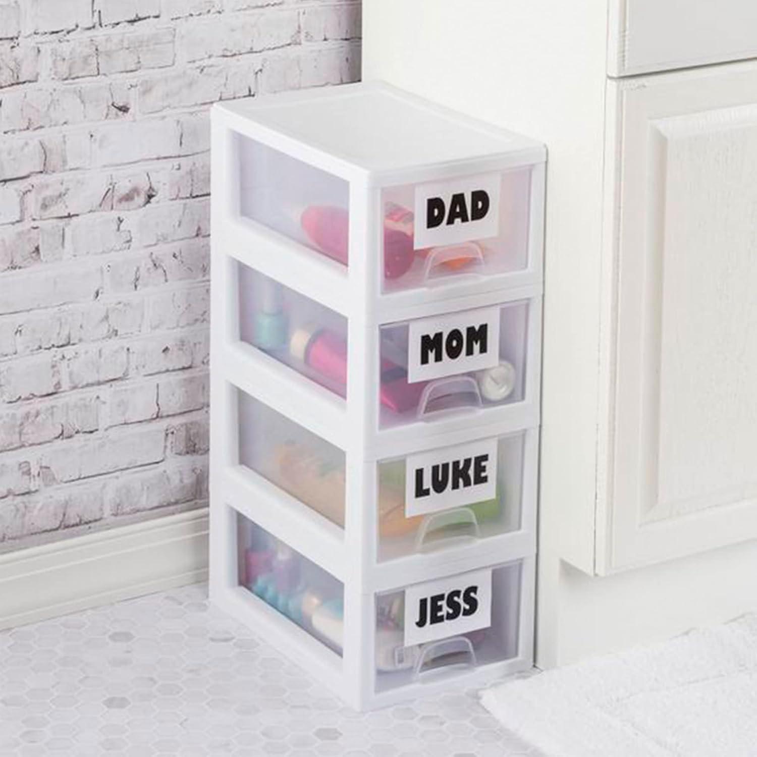 imageSterilite 6Pack 16 Quart Stacking Drawer Clear Storage Closet Organizer White Frame Stackable Modular Plastic Drawers for Clothes Accessories Craft Supplies Shoes or Linens6 Quart