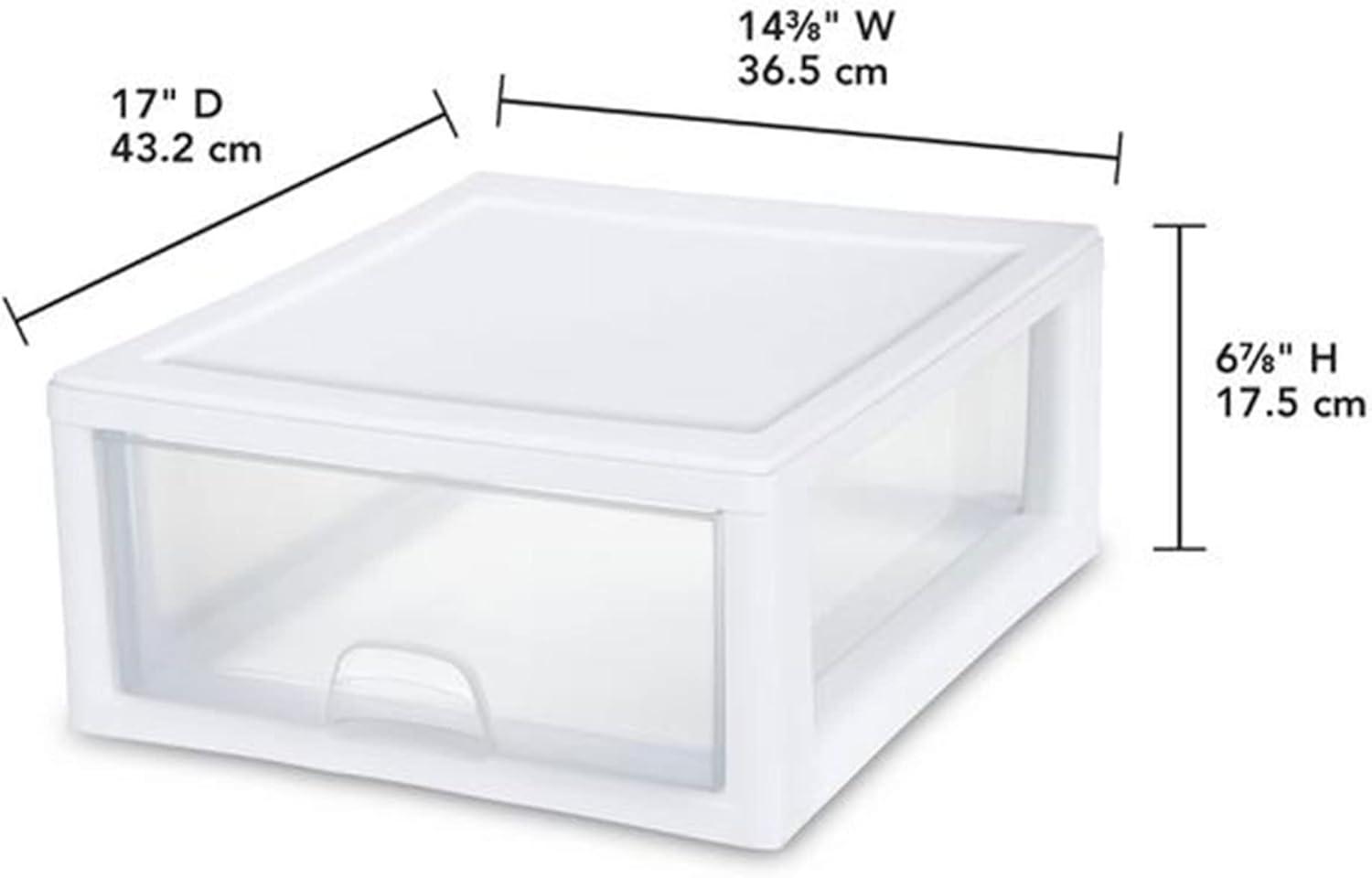 imageSterilite 6Pack 16 Quart Stacking Drawer Clear Storage Closet Organizer White Frame Stackable Modular Plastic Drawers for Clothes Accessories Craft Supplies Shoes or Linens16 Quart