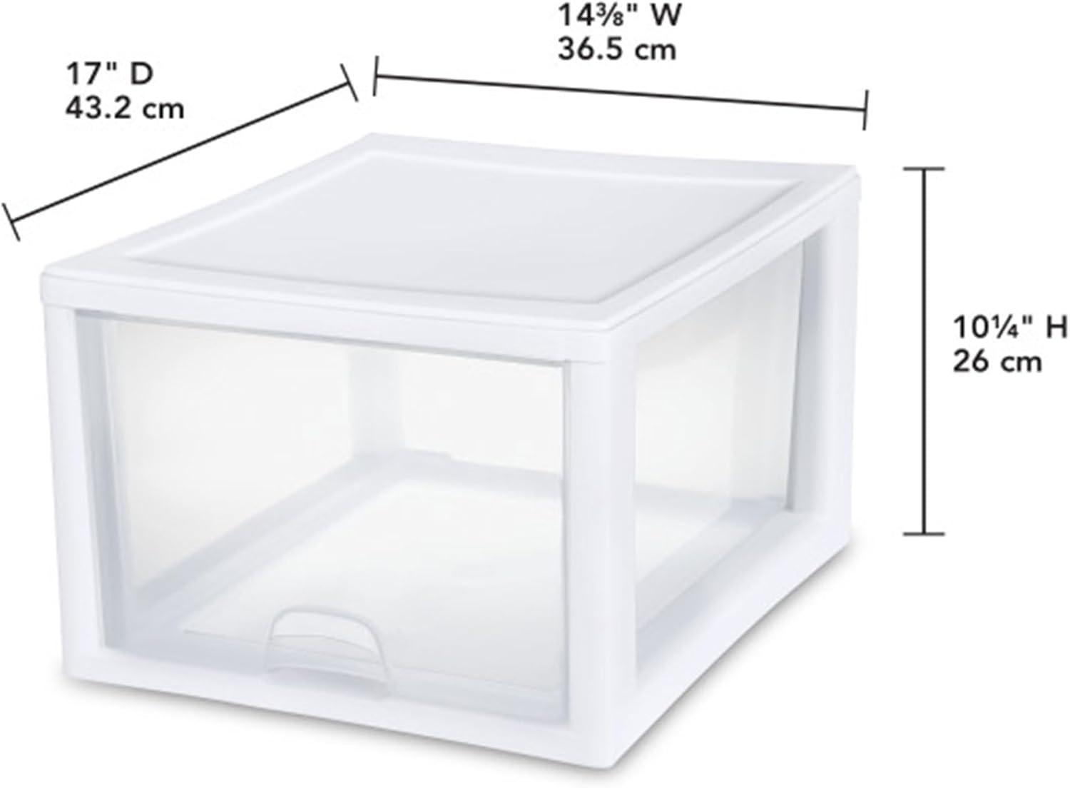 imageSterilite 6Pack 16 Quart Stacking Drawer Clear Storage Closet Organizer White Frame Stackable Modular Plastic Drawers for Clothes Accessories Craft Supplies Shoes or Linens27 Quart