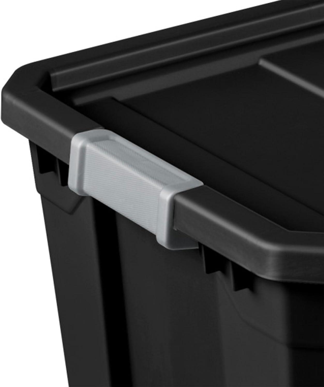imageSterilite 6Pack 19 Gallon Stacker Tote Rugged Plastic Storage for Home Organization Black Stackable Organizer Bins with Recessed Lid amp HeavyDuty Latches for Closet Basement Garage and Attic27 Gallon