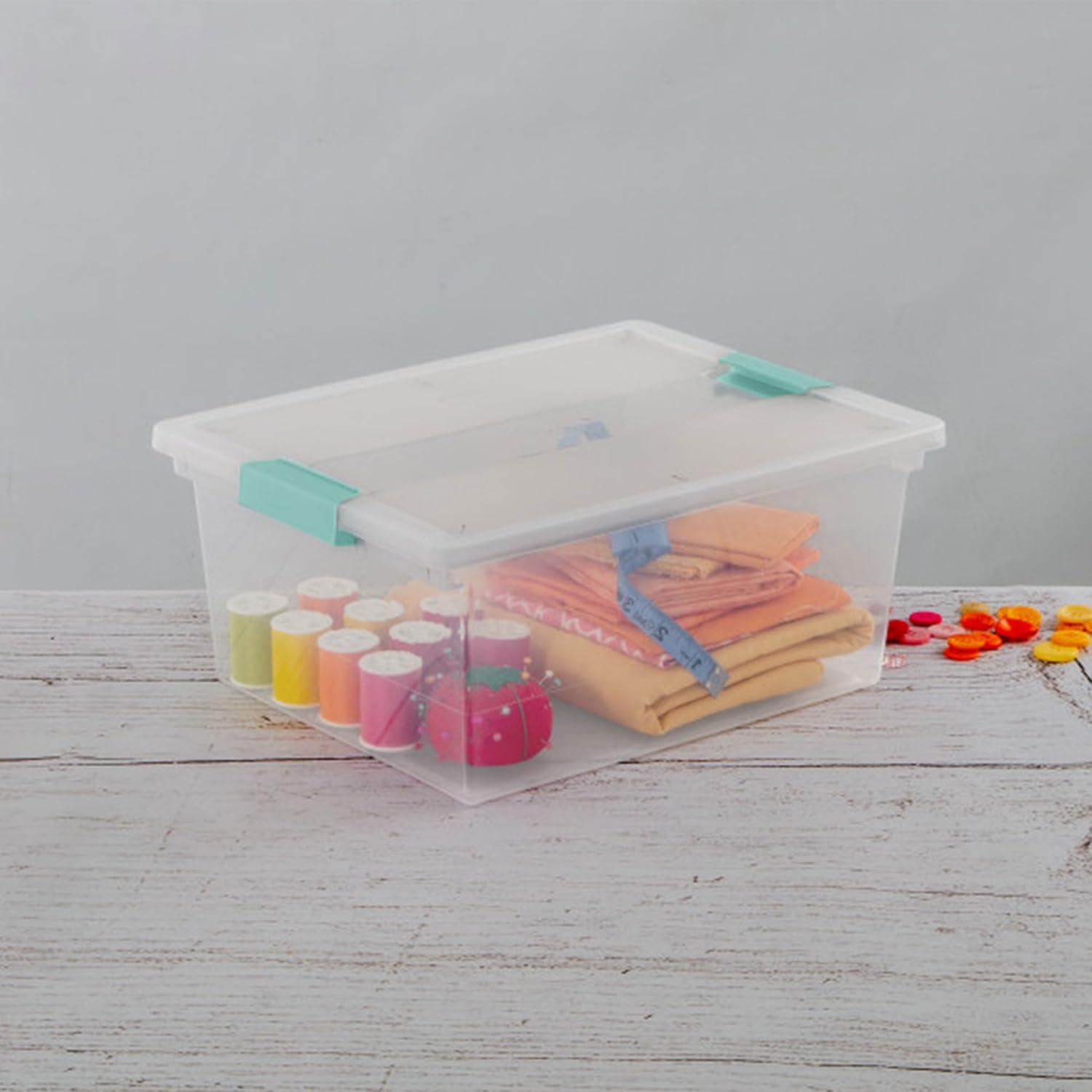 imageSterilite 6Pack Clip Box Stackable Clear Plastic Bins with Latching Lids Mini Writing Arts or Crafts Supplies Storage Containers for Home Office Classroom and Workshop OrganizationDeep
