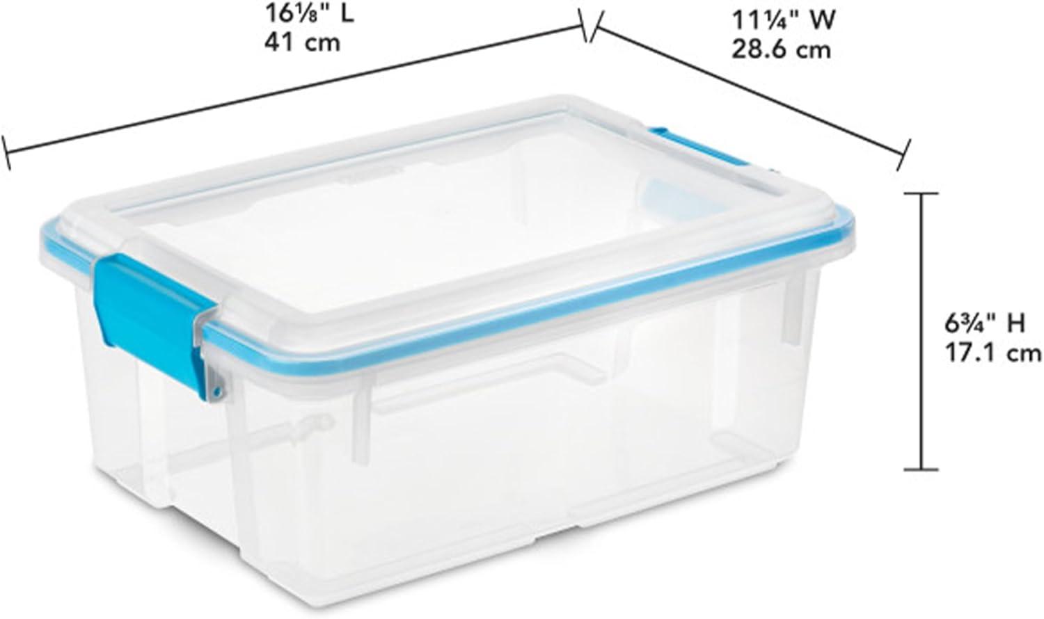 imageSterilite 6Pack Gasket Box WeatherResistant Storage Bins with Latching Lids 20 Quart HeavyDuty Organizing Containers for Closet Bathroom and Office12 Quart