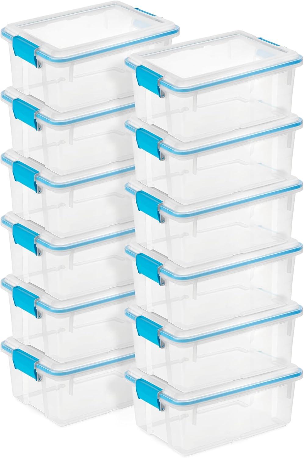 imageSterilite 6Pack Gasket Box WeatherResistant Storage Bins with Latching Lids 20 Quart HeavyDuty Organizing Containers for Closet Bathroom and Office12 Quart