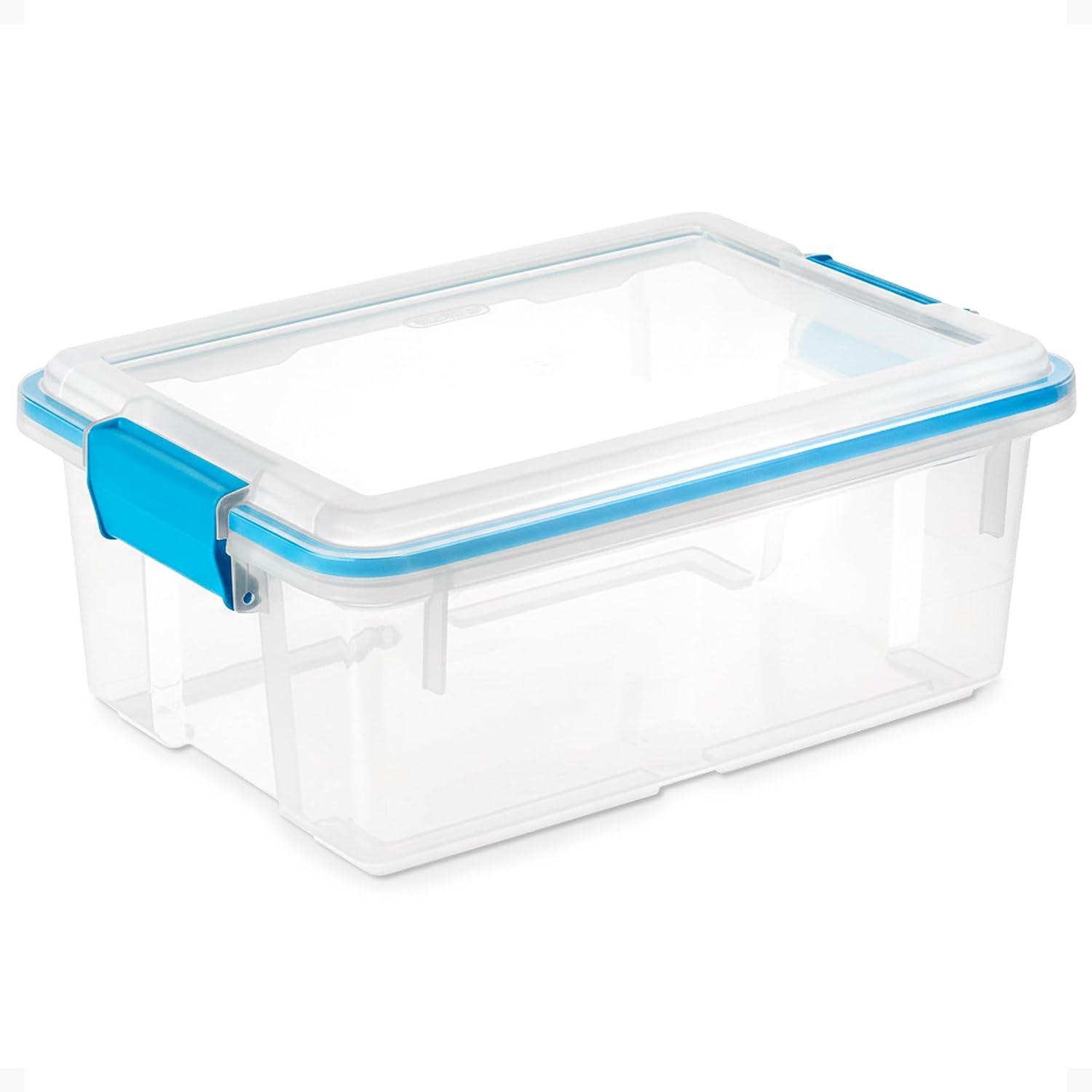 imageSterilite 6Pack Gasket Box WeatherResistant Storage Bins with Latching Lids 20 Quart HeavyDuty Organizing Containers for Closet Bathroom and Office12 Quart