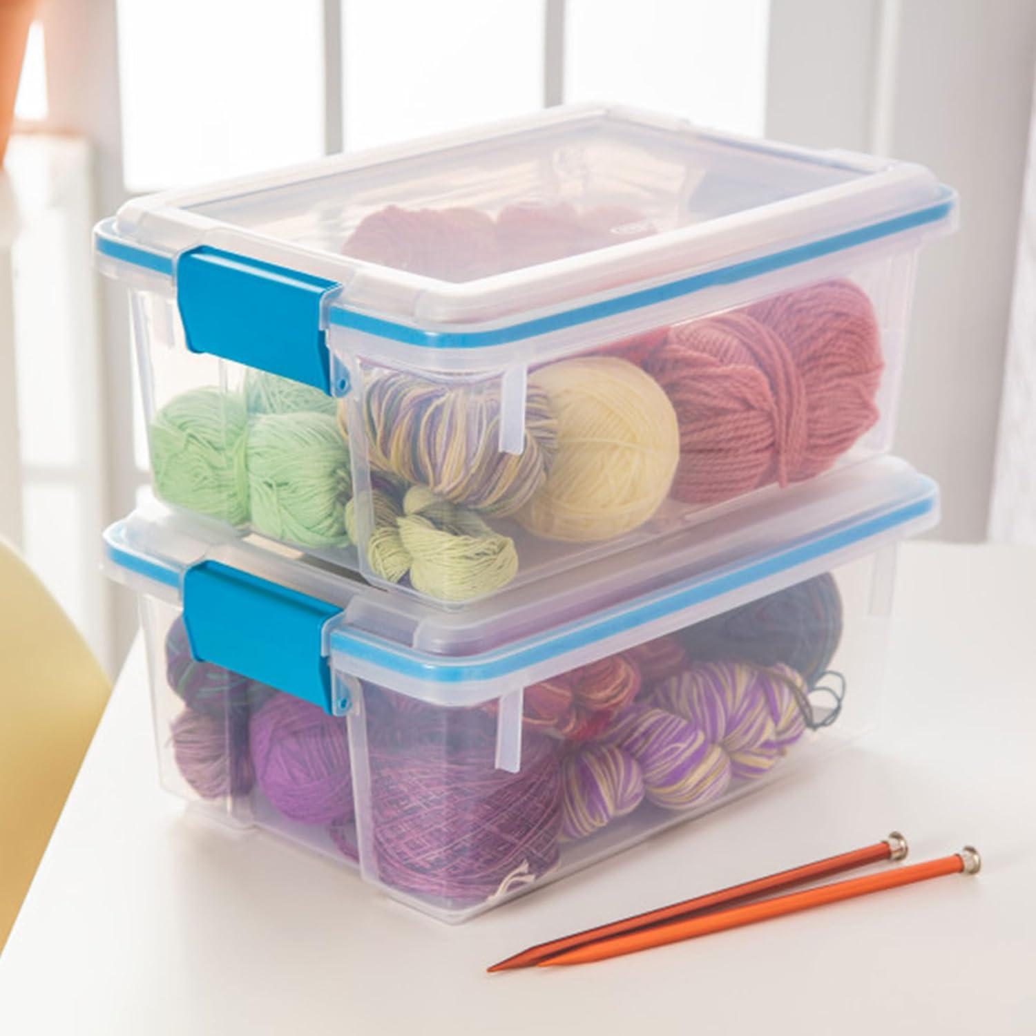 imageSterilite 6Pack Gasket Box WeatherResistant Storage Bins with Latching Lids 20 Quart HeavyDuty Organizing Containers for Closet Bathroom and Office12 Quart