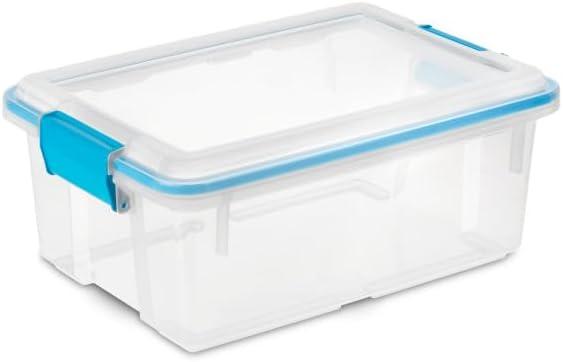 imageSterilite 6Pack Gasket Box WeatherResistant Storage Bins with Latching Lids 20 Quart HeavyDuty Organizing Containers for Closet Bathroom and Office12 Quart