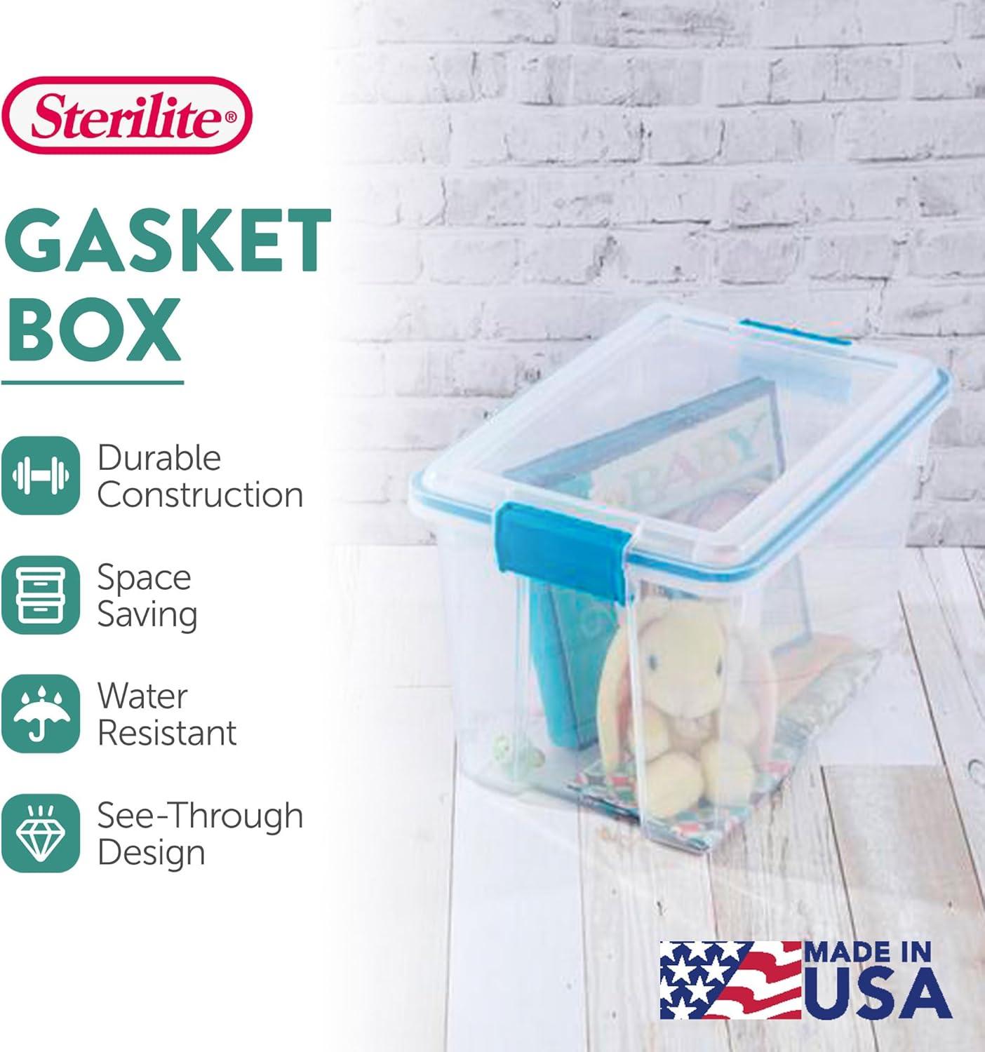imageSterilite 6Pack Gasket Box WeatherResistant Storage Bins with Latching Lids 20 Quart HeavyDuty Organizing Containers for Closet Bathroom and Office20 Quart