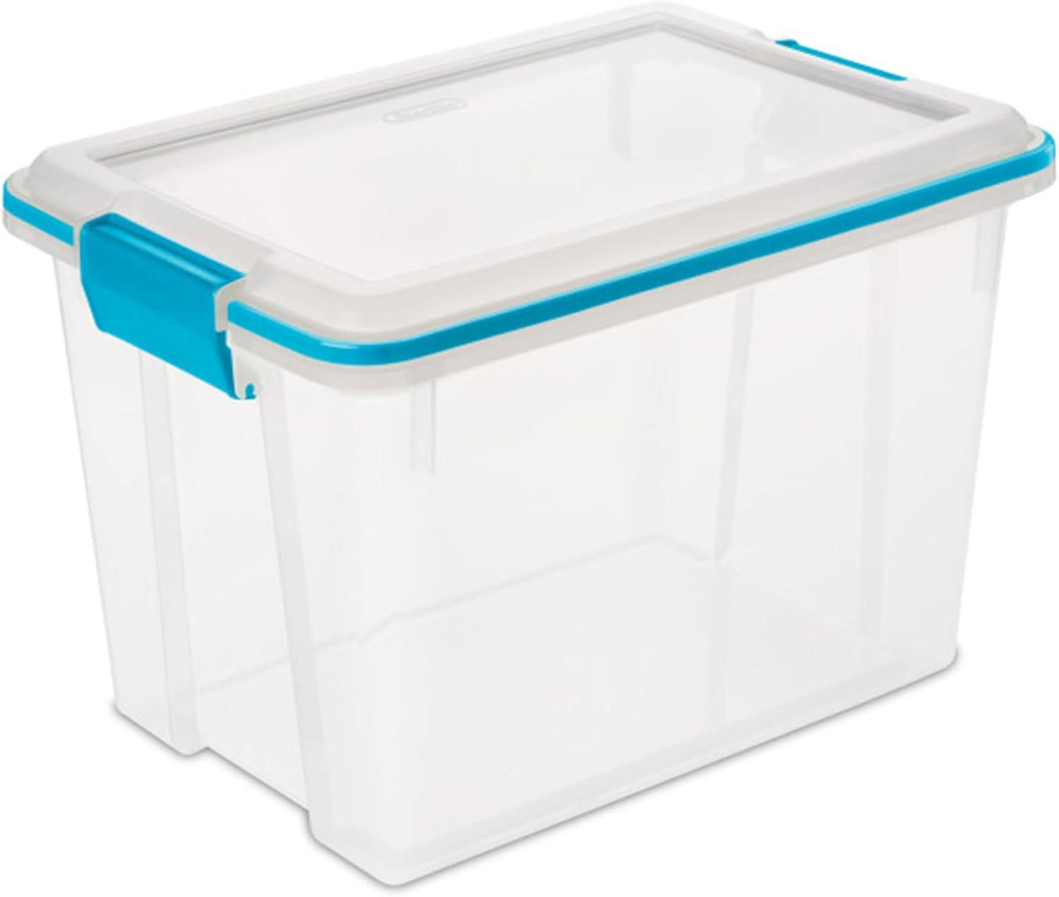 imageSterilite 6Pack Gasket Box WeatherResistant Storage Bins with Latching Lids 20 Quart HeavyDuty Organizing Containers for Closet Bathroom and Office20 Quart