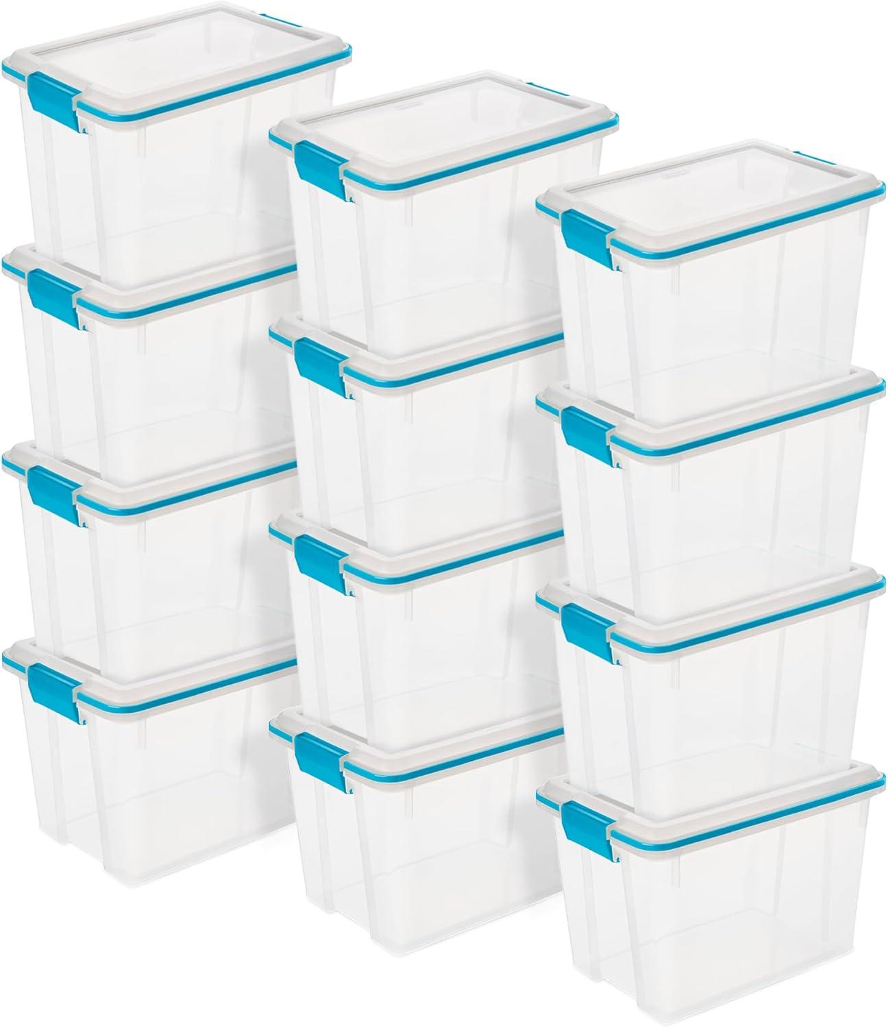 imageSterilite 6Pack Gasket Box WeatherResistant Storage Bins with Latching Lids 20 Quart HeavyDuty Organizing Containers for Closet Bathroom and Office20 Quart