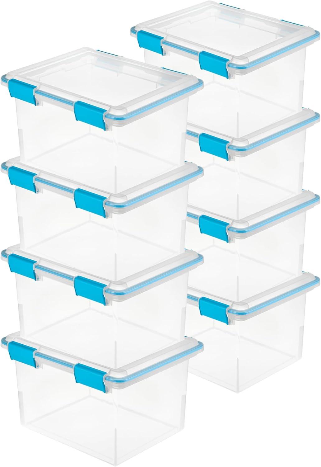 imageSterilite 6Pack Gasket Box WeatherResistant Storage Bins with Latching Lids 20 Quart HeavyDuty Organizing Containers for Closet Bathroom and Office32 Quart