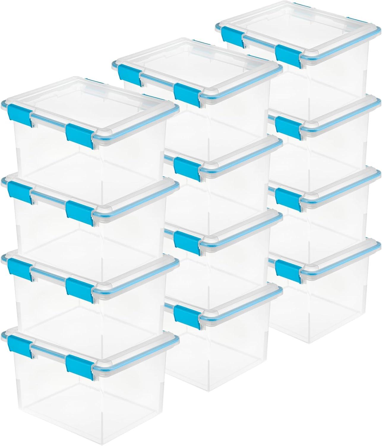 imageSterilite 6Pack Gasket Box WeatherResistant Storage Bins with Latching Lids 20 Quart HeavyDuty Organizing Containers for Closet Bathroom and Office32 Quart