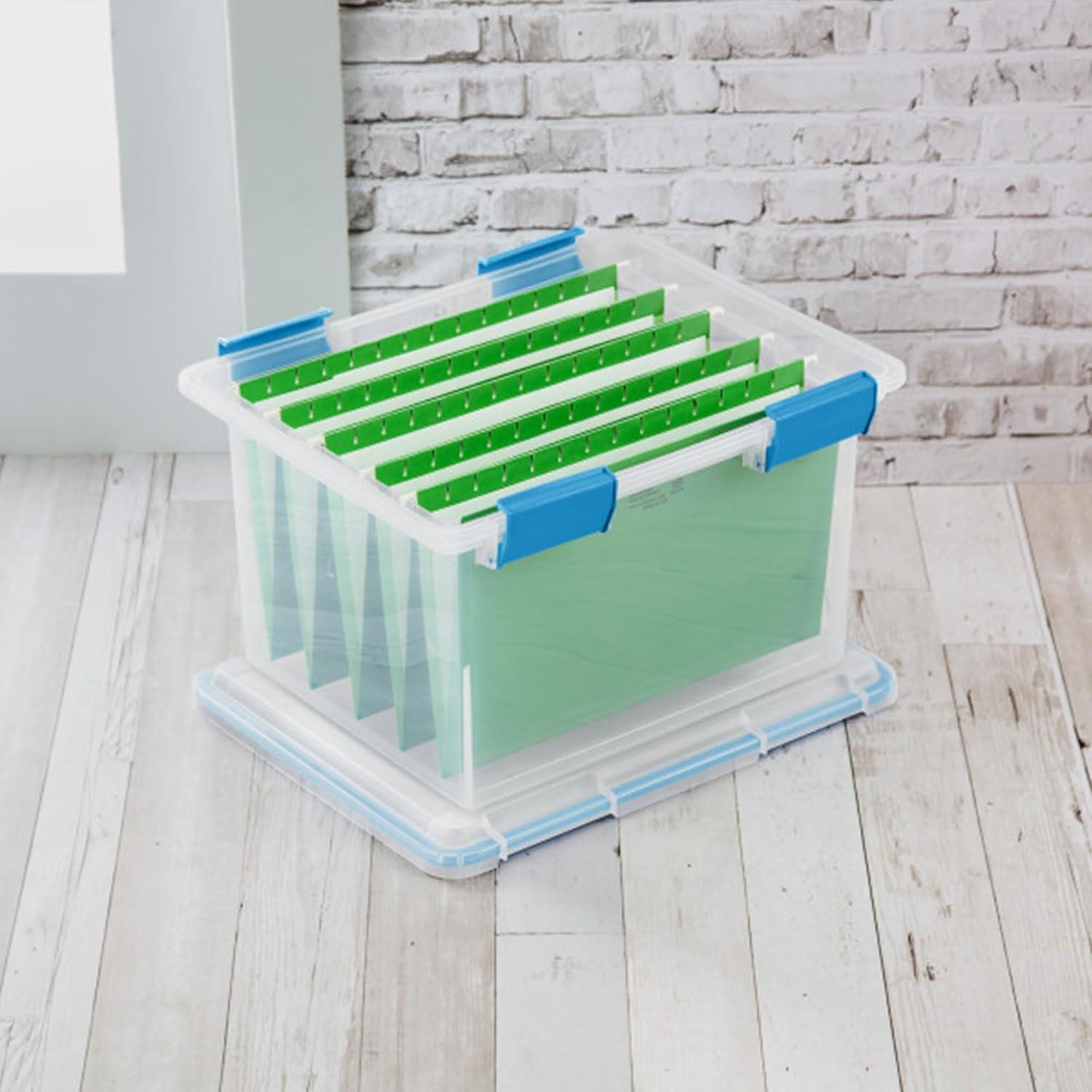 imageSterilite 6Pack Gasket Box WeatherResistant Storage Bins with Latching Lids 20 Quart HeavyDuty Organizing Containers for Closet Bathroom and Office32 Quart