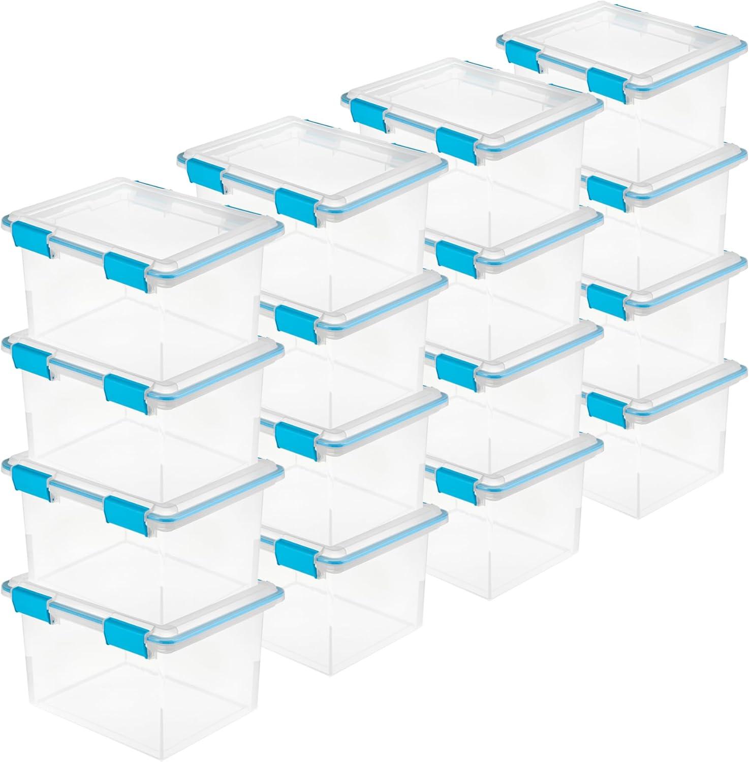 imageSterilite 6Pack Gasket Box WeatherResistant Storage Bins with Latching Lids 20 Quart HeavyDuty Organizing Containers for Closet Bathroom and Office32 Quart
