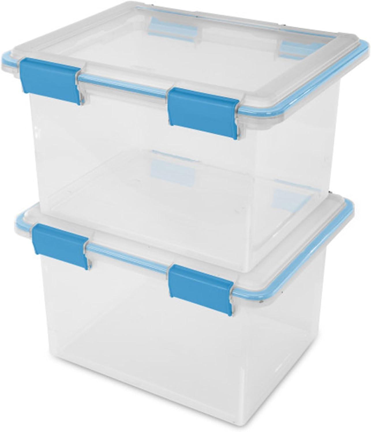 imageSterilite 6Pack Gasket Box WeatherResistant Storage Bins with Latching Lids 20 Quart HeavyDuty Organizing Containers for Closet Bathroom and Office32 Quart