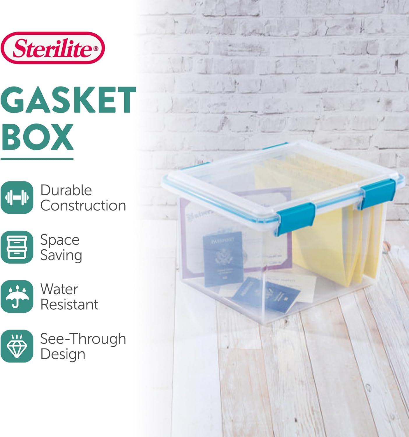 imageSterilite 6Pack Gasket Box WeatherResistant Storage Bins with Latching Lids 20 Quart HeavyDuty Organizing Containers for Closet Bathroom and Office32 Quart