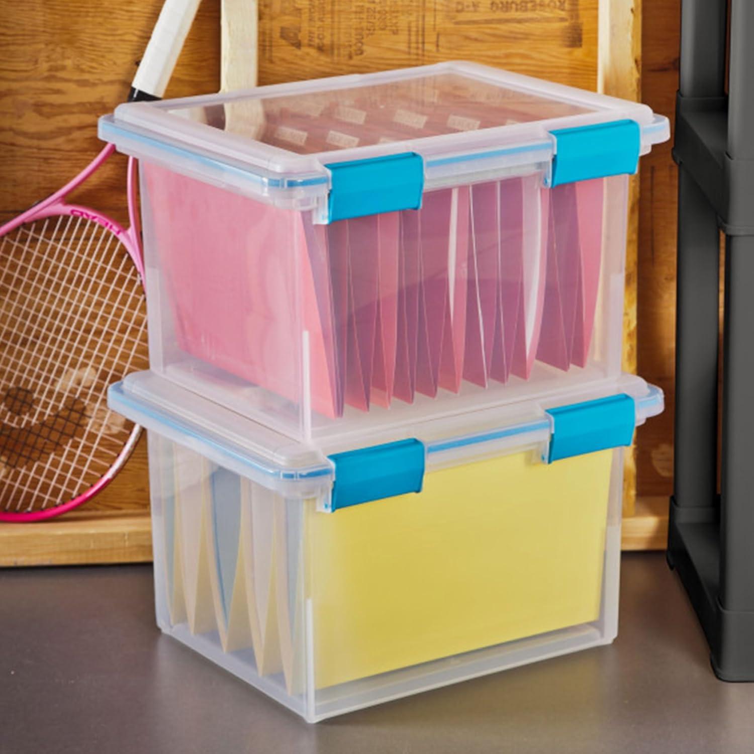 imageSterilite 6Pack Gasket Box WeatherResistant Storage Bins with Latching Lids 20 Quart HeavyDuty Organizing Containers for Closet Bathroom and Office32 Quart