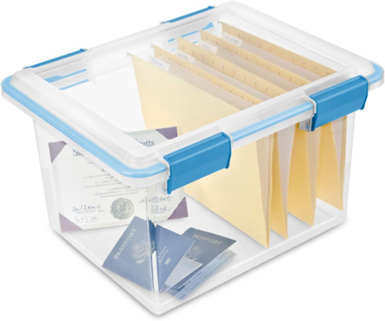 imageSterilite 6Pack Gasket Box WeatherResistant Storage Bins with Latching Lids 20 Quart HeavyDuty Organizing Containers for Closet Bathroom and Office32 Quart