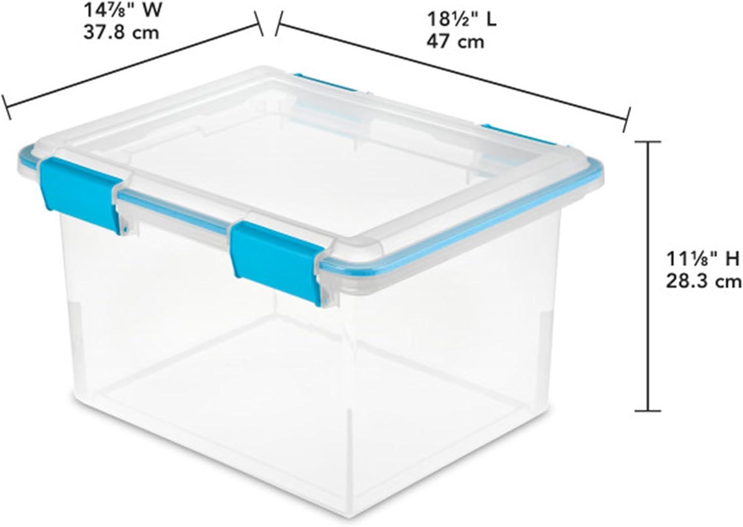 imageSterilite 6Pack Gasket Box WeatherResistant Storage Bins with Latching Lids 20 Quart HeavyDuty Organizing Containers for Closet Bathroom and Office32 Quart