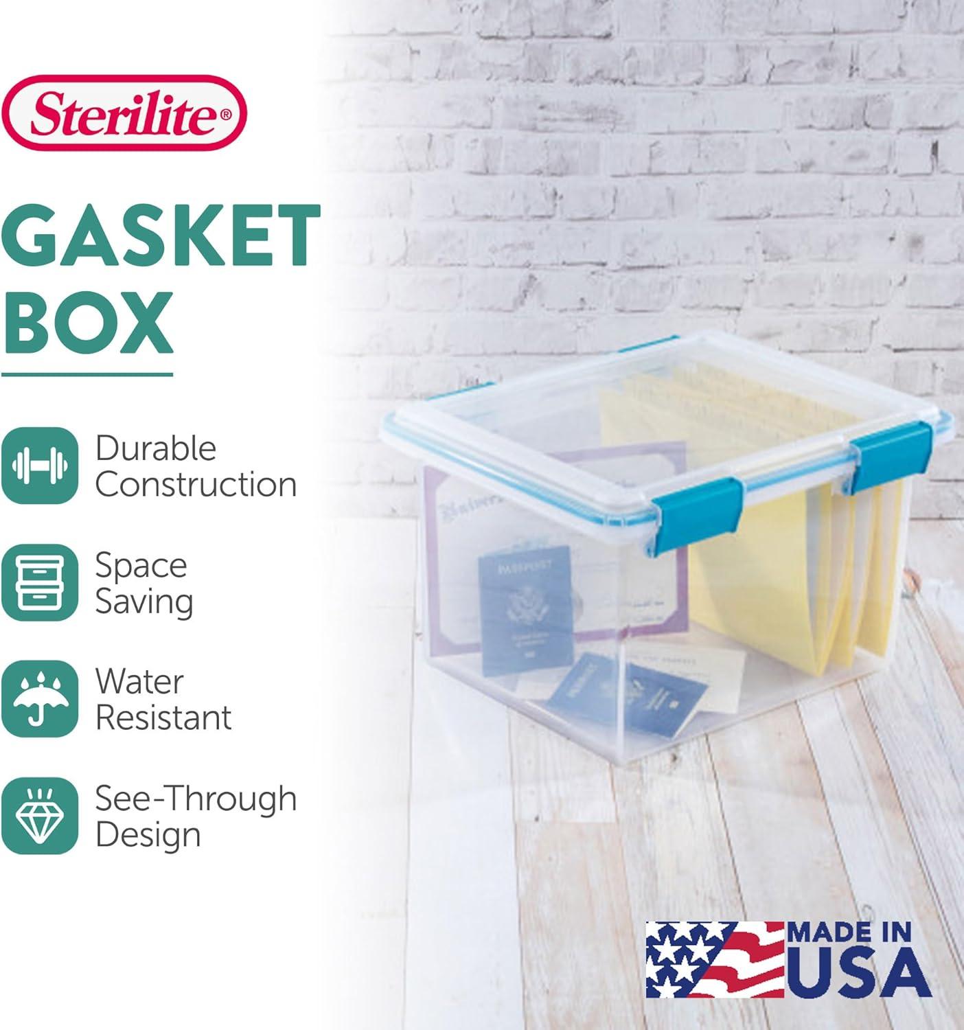 imageSterilite 6Pack Gasket Box WeatherResistant Storage Bins with Latching Lids 20 Quart HeavyDuty Organizing Containers for Closet Bathroom and Office32 Quart