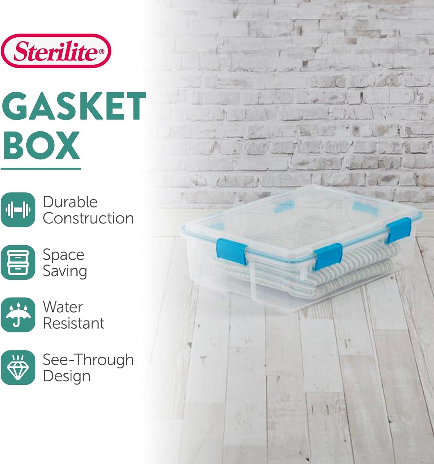 imageSterilite 6Pack Gasket Box WeatherResistant Storage Bins with Latching Lids 20 Quart HeavyDuty Organizing Containers for Closet Bathroom and Office37 Quart