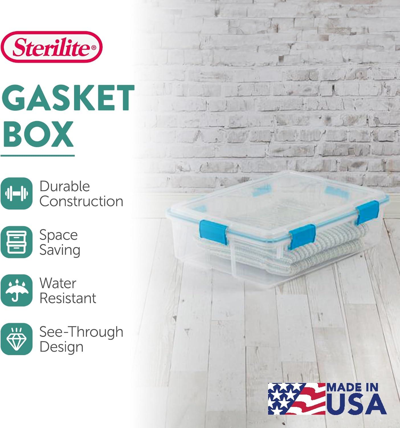 imageSterilite 6Pack Gasket Box WeatherResistant Storage Bins with Latching Lids 20 Quart HeavyDuty Organizing Containers for Closet Bathroom and Office37 Quart