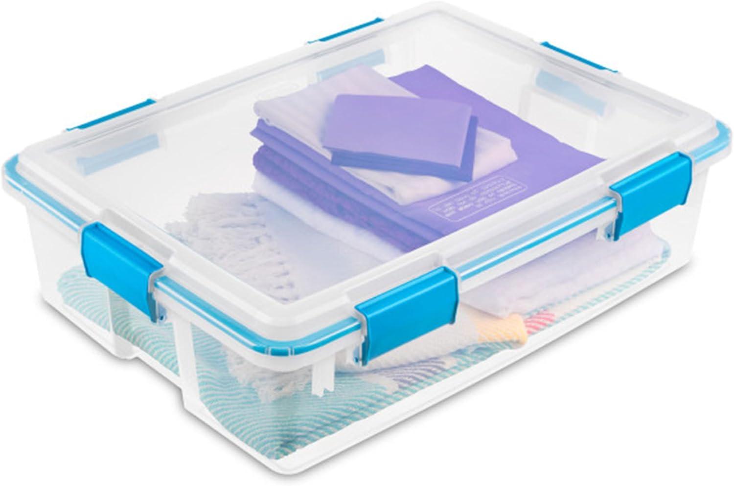 imageSterilite 6Pack Gasket Box WeatherResistant Storage Bins with Latching Lids 20 Quart HeavyDuty Organizing Containers for Closet Bathroom and Office37 Quart
