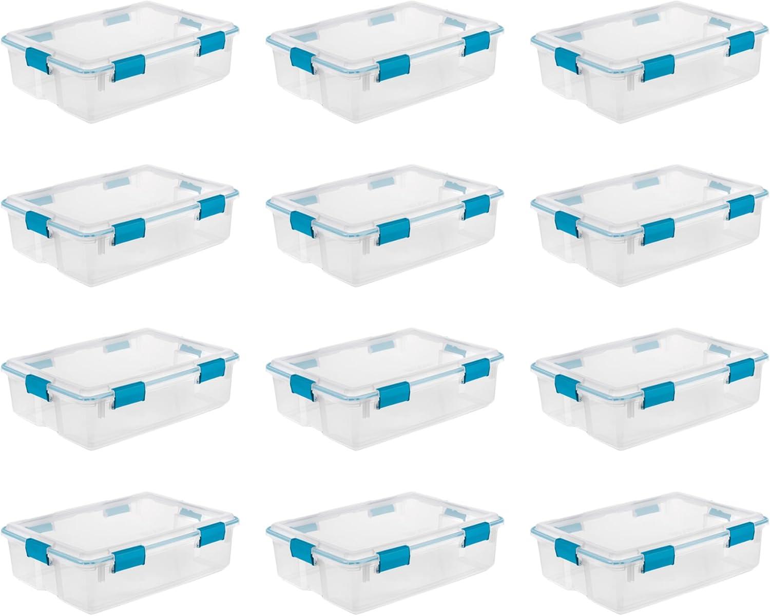 imageSterilite 6Pack Gasket Box WeatherResistant Storage Bins with Latching Lids 20 Quart HeavyDuty Organizing Containers for Closet Bathroom and Office37 Quart