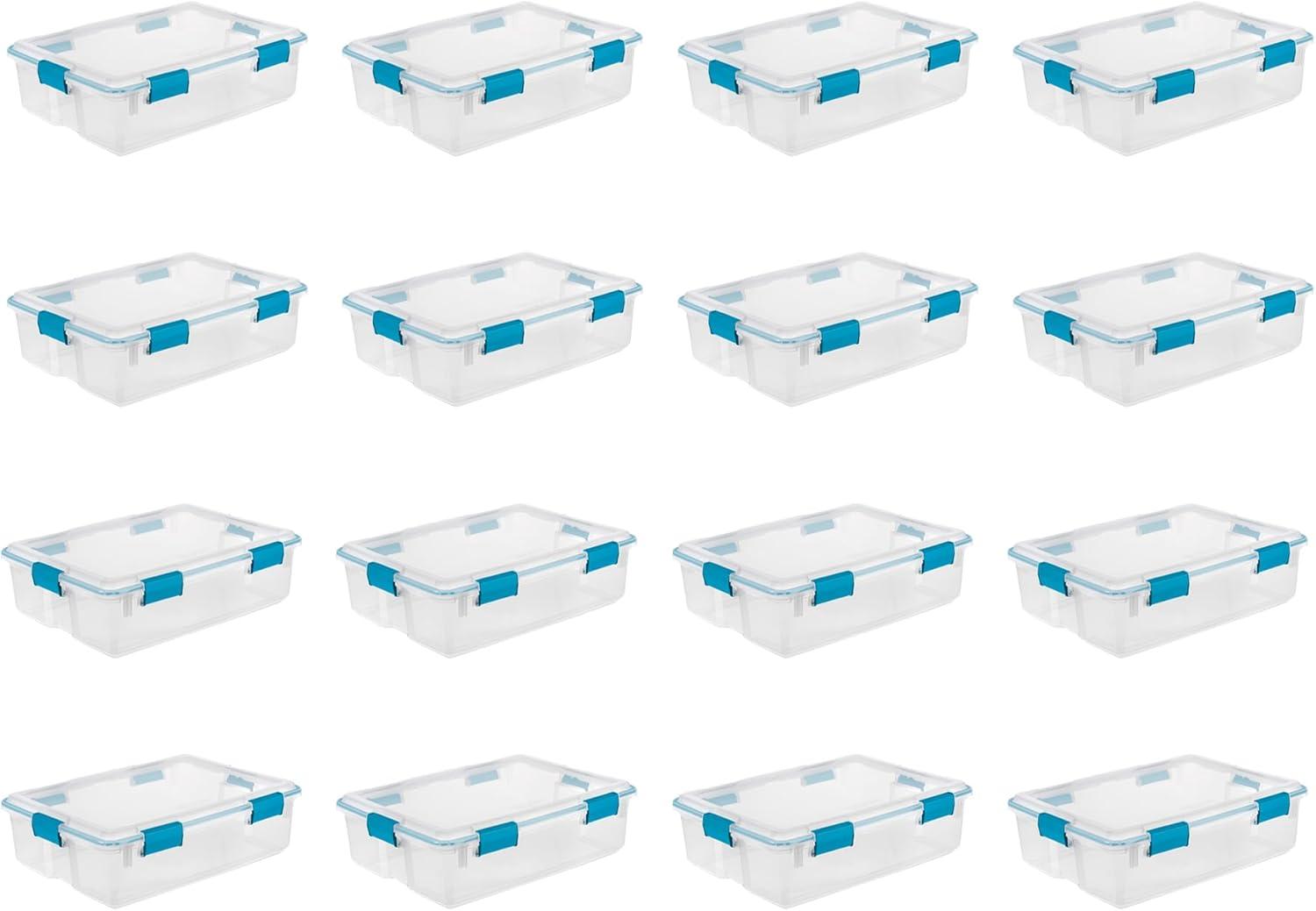 imageSterilite 6Pack Gasket Box WeatherResistant Storage Bins with Latching Lids 20 Quart HeavyDuty Organizing Containers for Closet Bathroom and Office37 Quart