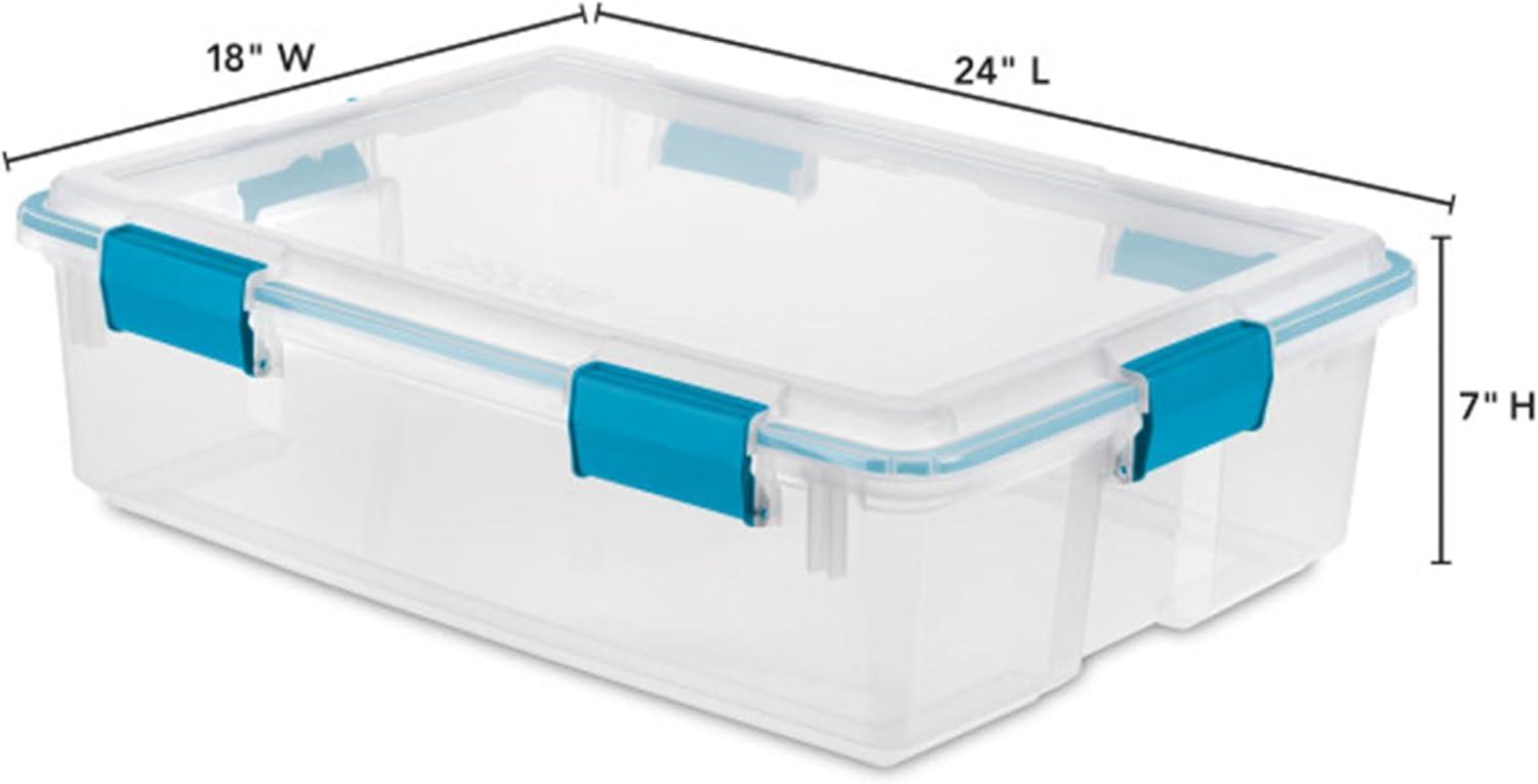 imageSterilite 6Pack Gasket Box WeatherResistant Storage Bins with Latching Lids 20 Quart HeavyDuty Organizing Containers for Closet Bathroom and Office37 Quart