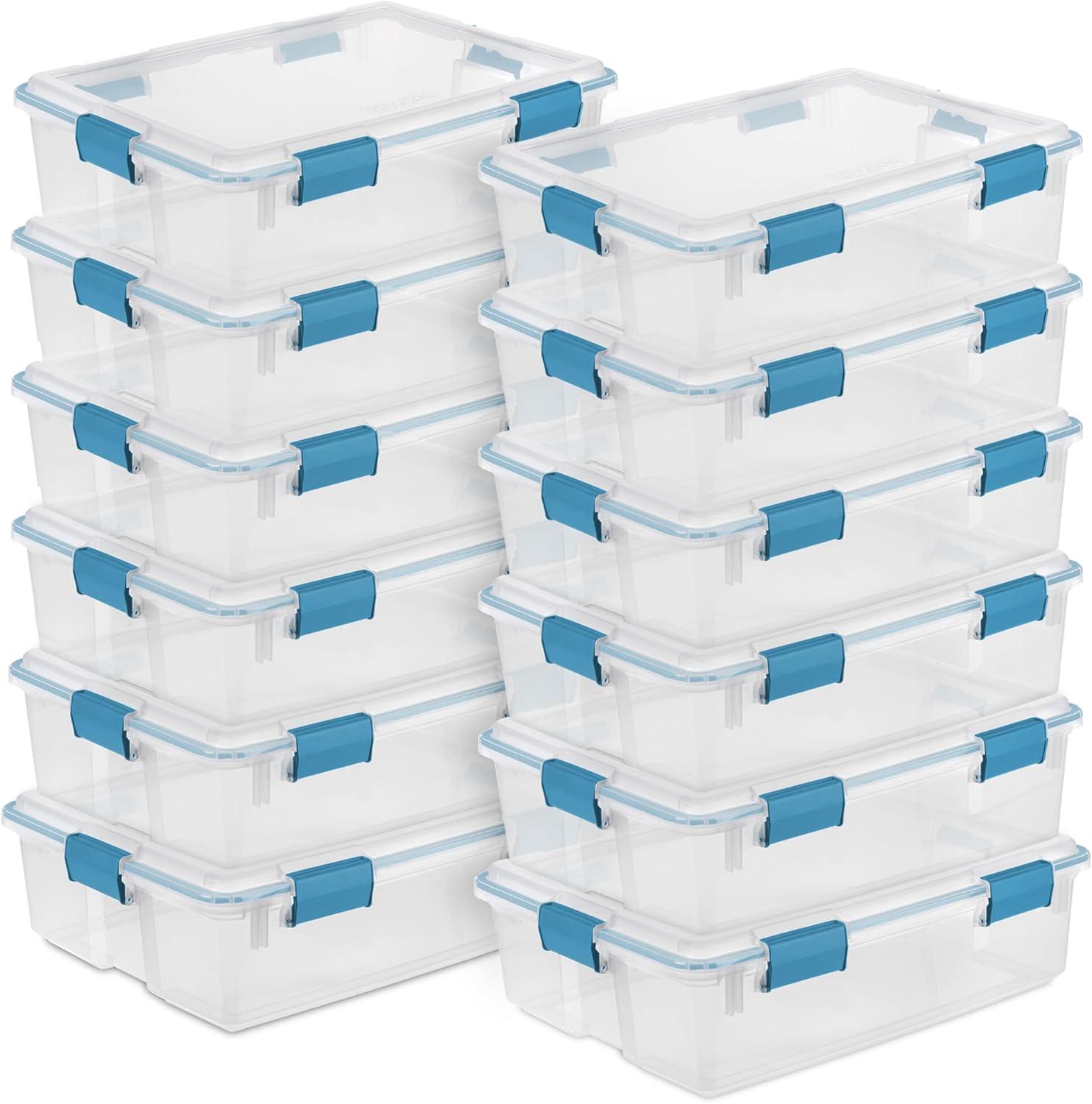 imageSterilite 6Pack Gasket Box WeatherResistant Storage Bins with Latching Lids 20 Quart HeavyDuty Organizing Containers for Closet Bathroom and Office37 Quart