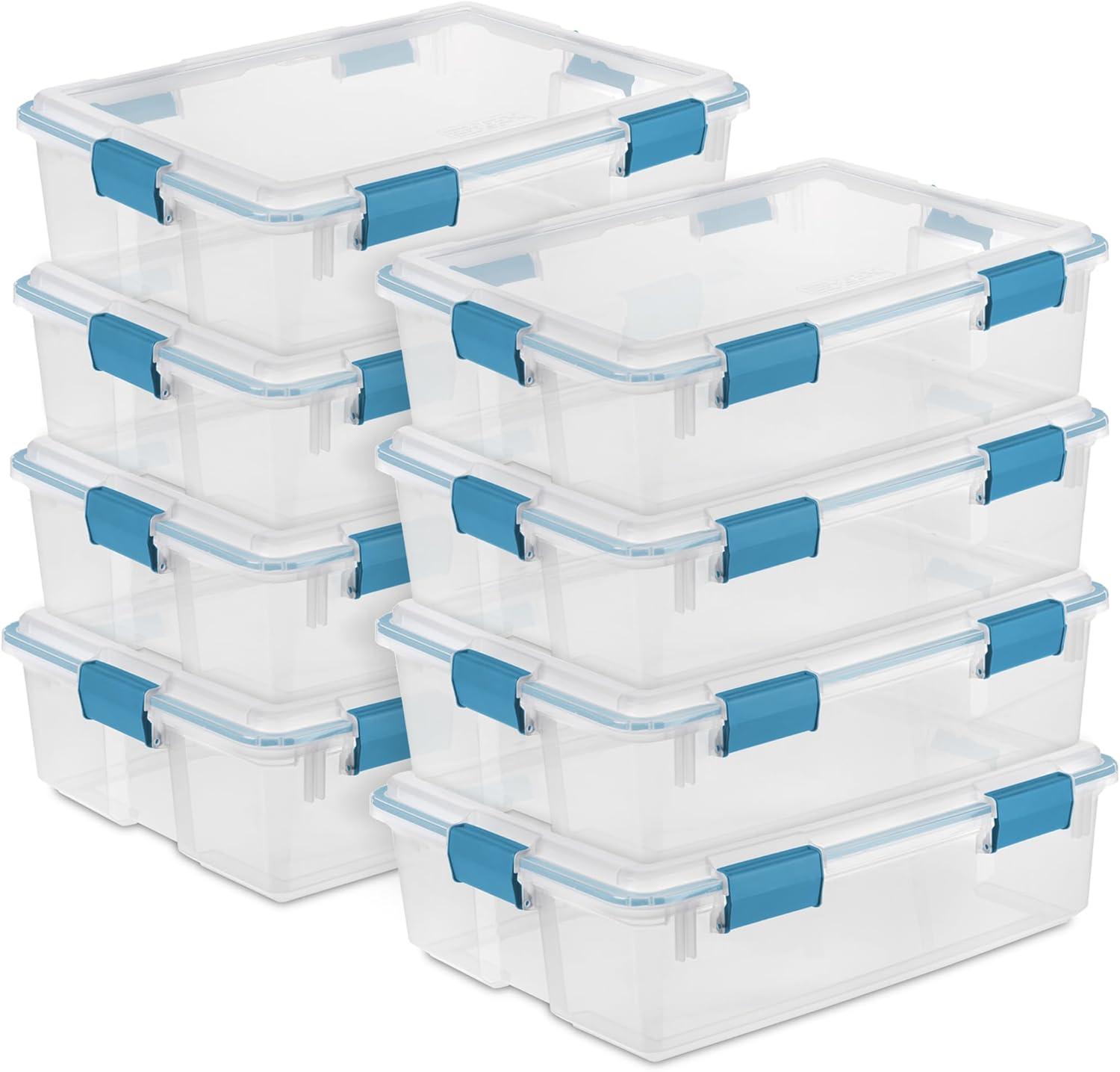 imageSterilite 6Pack Gasket Box WeatherResistant Storage Bins with Latching Lids 20 Quart HeavyDuty Organizing Containers for Closet Bathroom and Office37 Quart