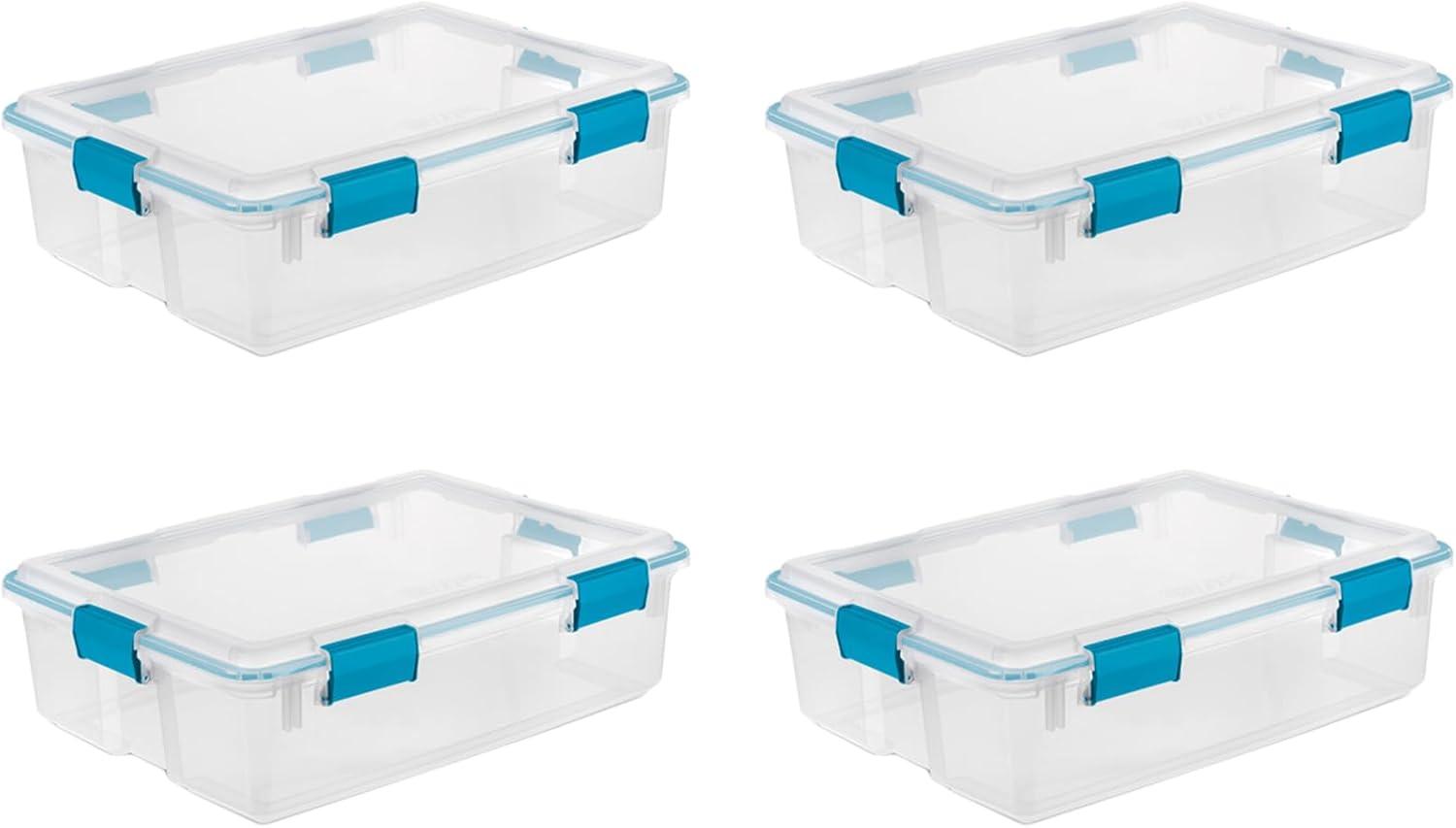 imageSterilite 6Pack Gasket Box WeatherResistant Storage Bins with Latching Lids 20 Quart HeavyDuty Organizing Containers for Closet Bathroom and Office37 Quart