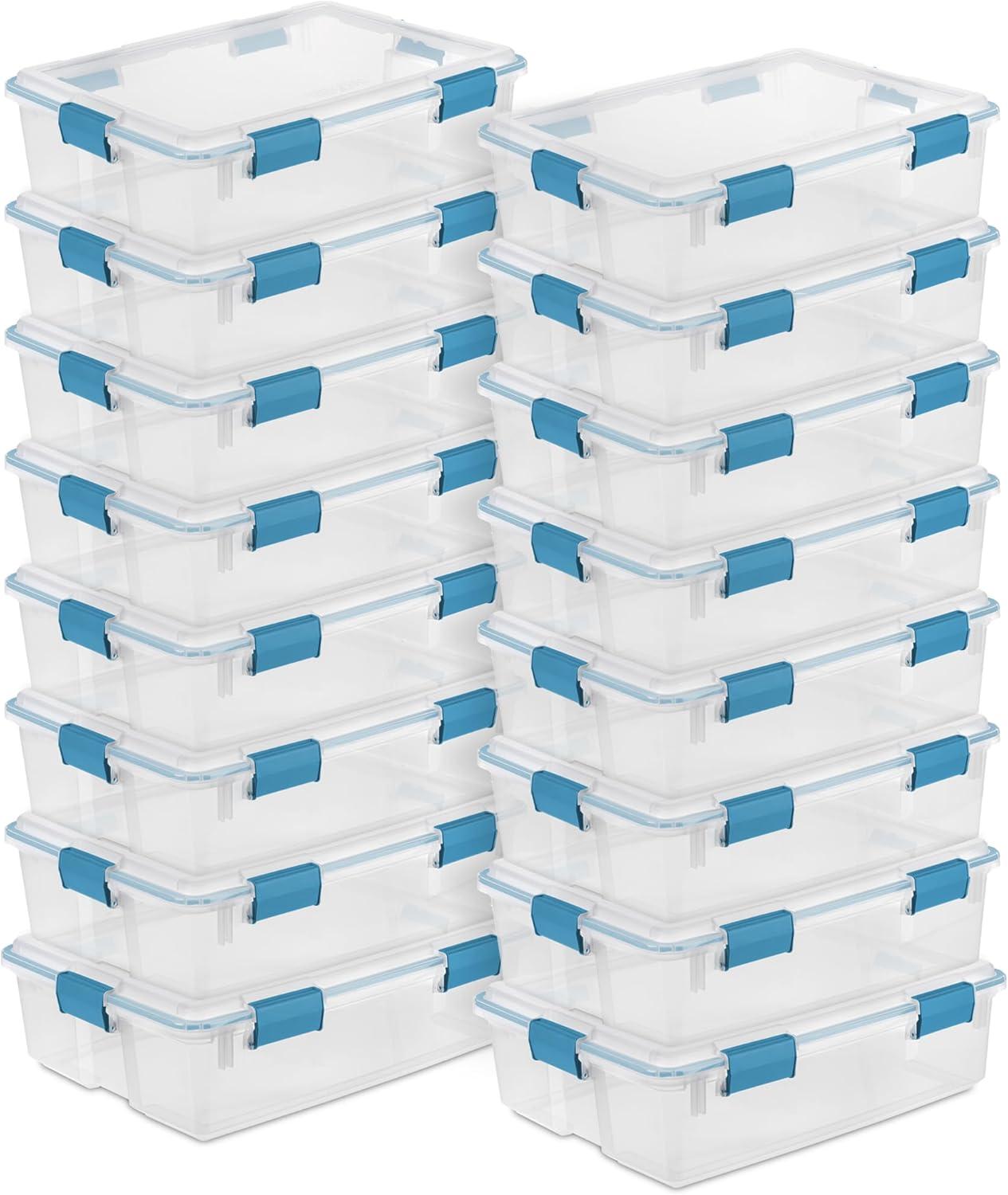 imageSterilite 6Pack Gasket Box WeatherResistant Storage Bins with Latching Lids 20 Quart HeavyDuty Organizing Containers for Closet Bathroom and Office37 Quart