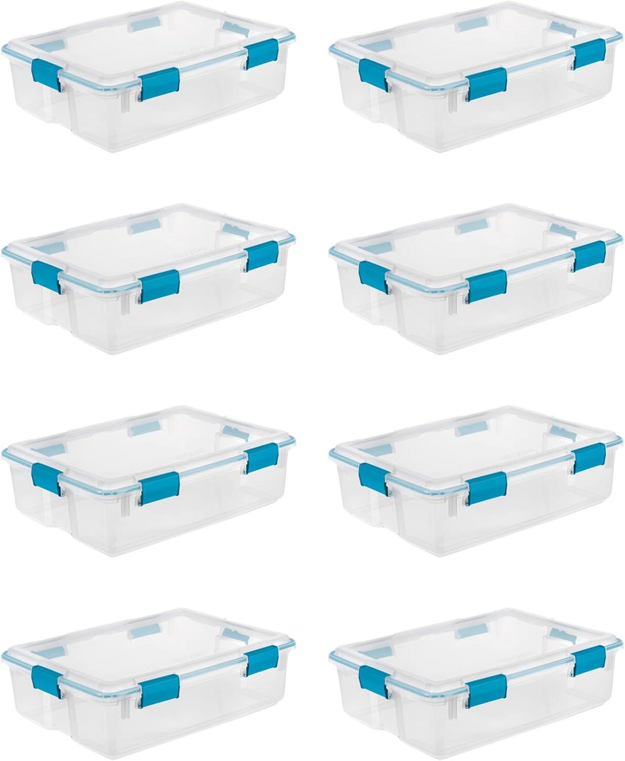 imageSterilite 6Pack Gasket Box WeatherResistant Storage Bins with Latching Lids 20 Quart HeavyDuty Organizing Containers for Closet Bathroom and Office37 Quart