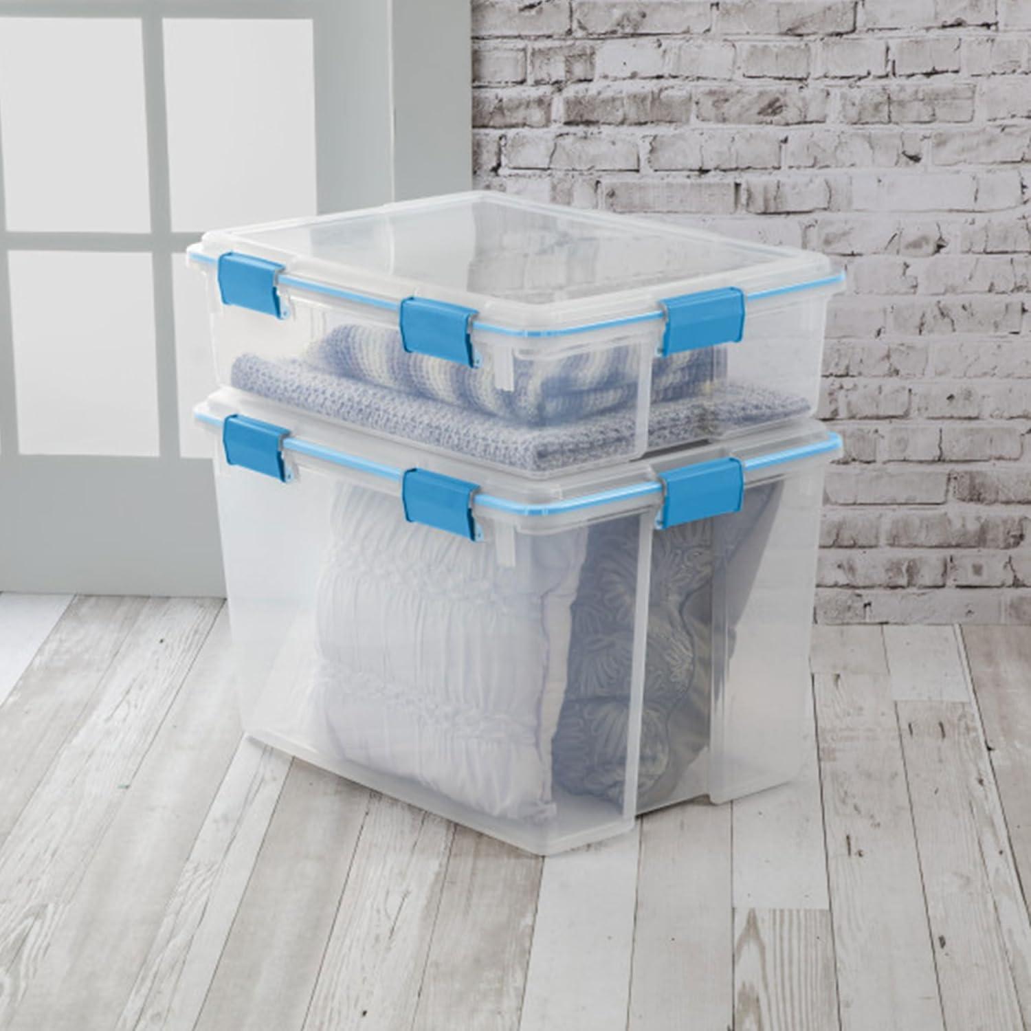 imageSterilite 6Pack Gasket Box WeatherResistant Storage Bins with Latching Lids 20 Quart HeavyDuty Organizing Containers for Closet Bathroom and Office37 Quart