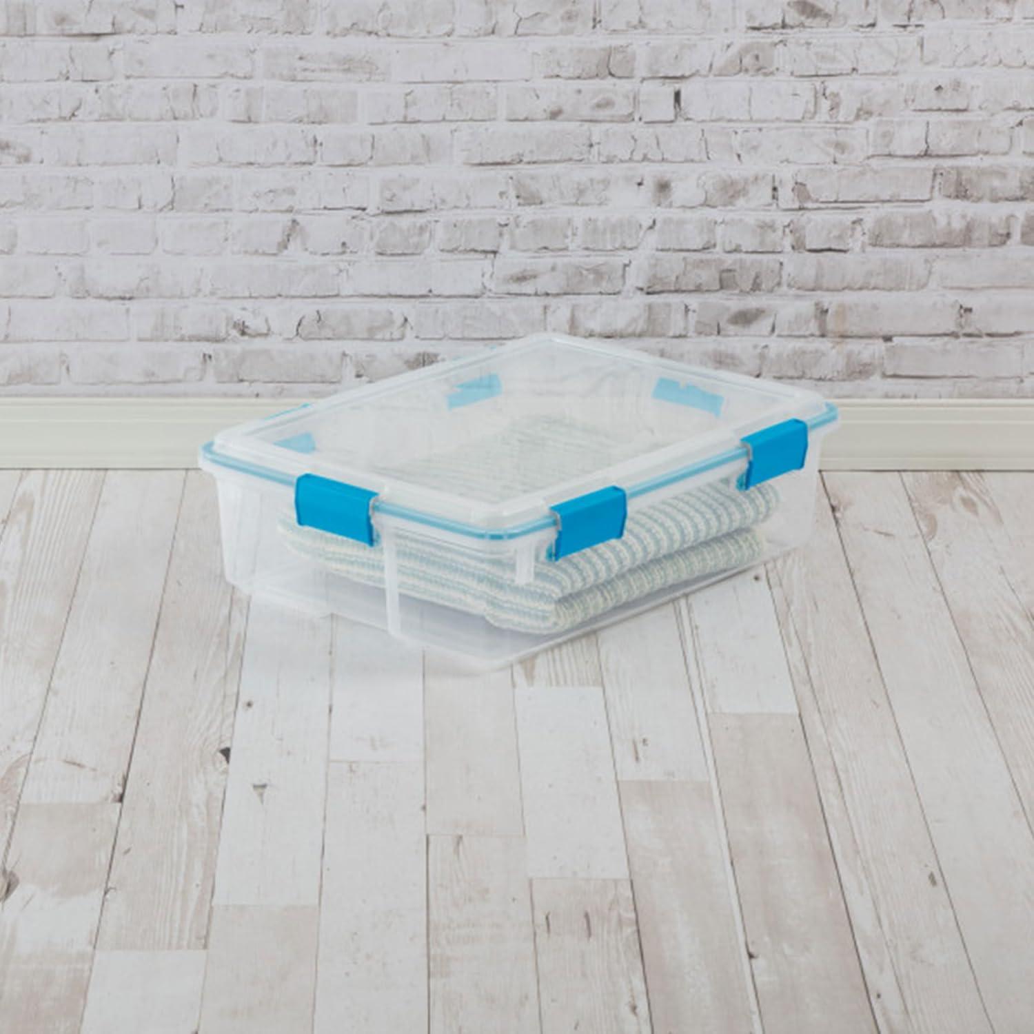 imageSterilite 6Pack Gasket Box WeatherResistant Storage Bins with Latching Lids 20 Quart HeavyDuty Organizing Containers for Closet Bathroom and Office37 Quart